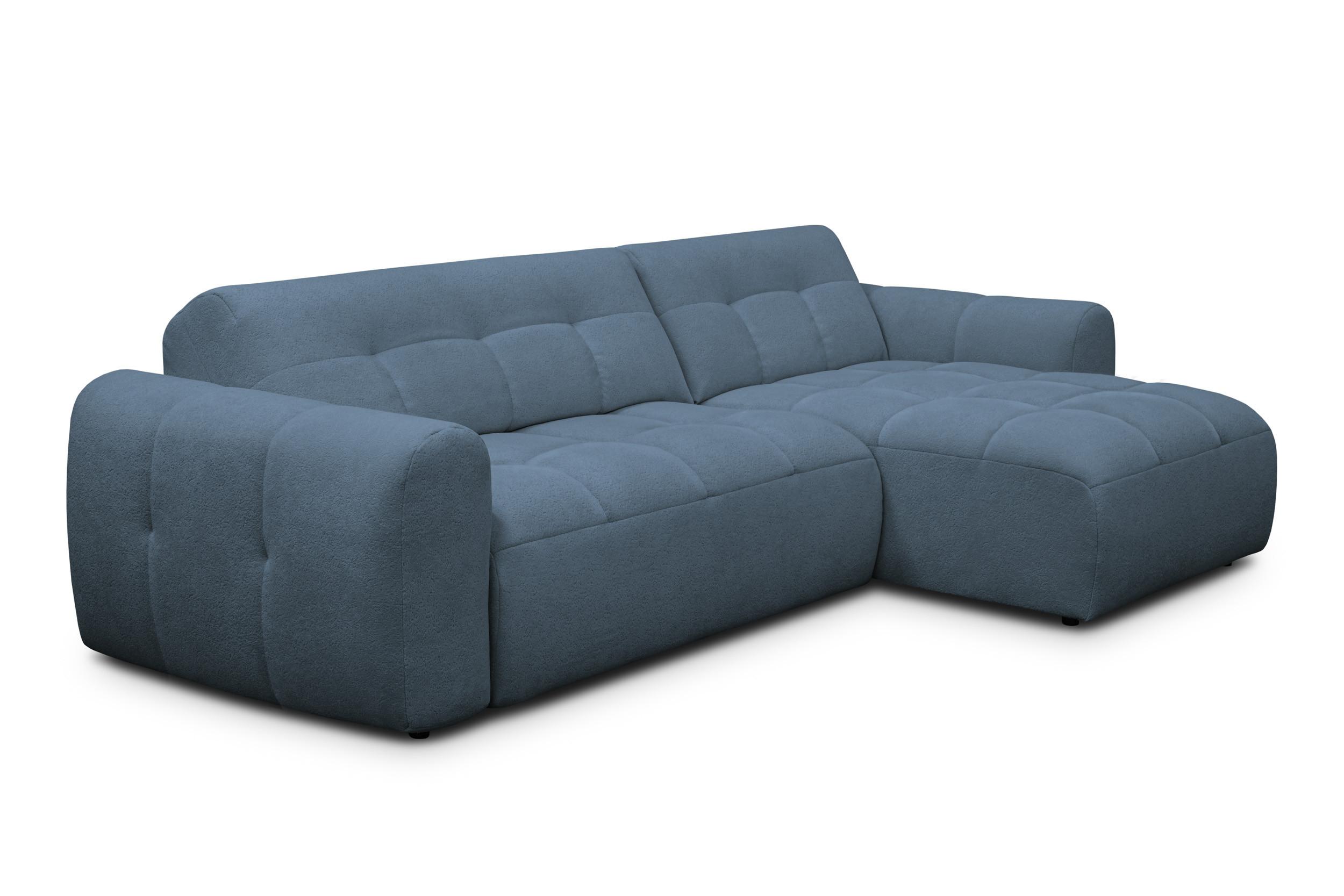 ECKSOFA LUMERO 4-Sitzer RECHTS, marineblau - Blau/Schwarz, Holz/Textil (275/166cm) - Courtois Laville