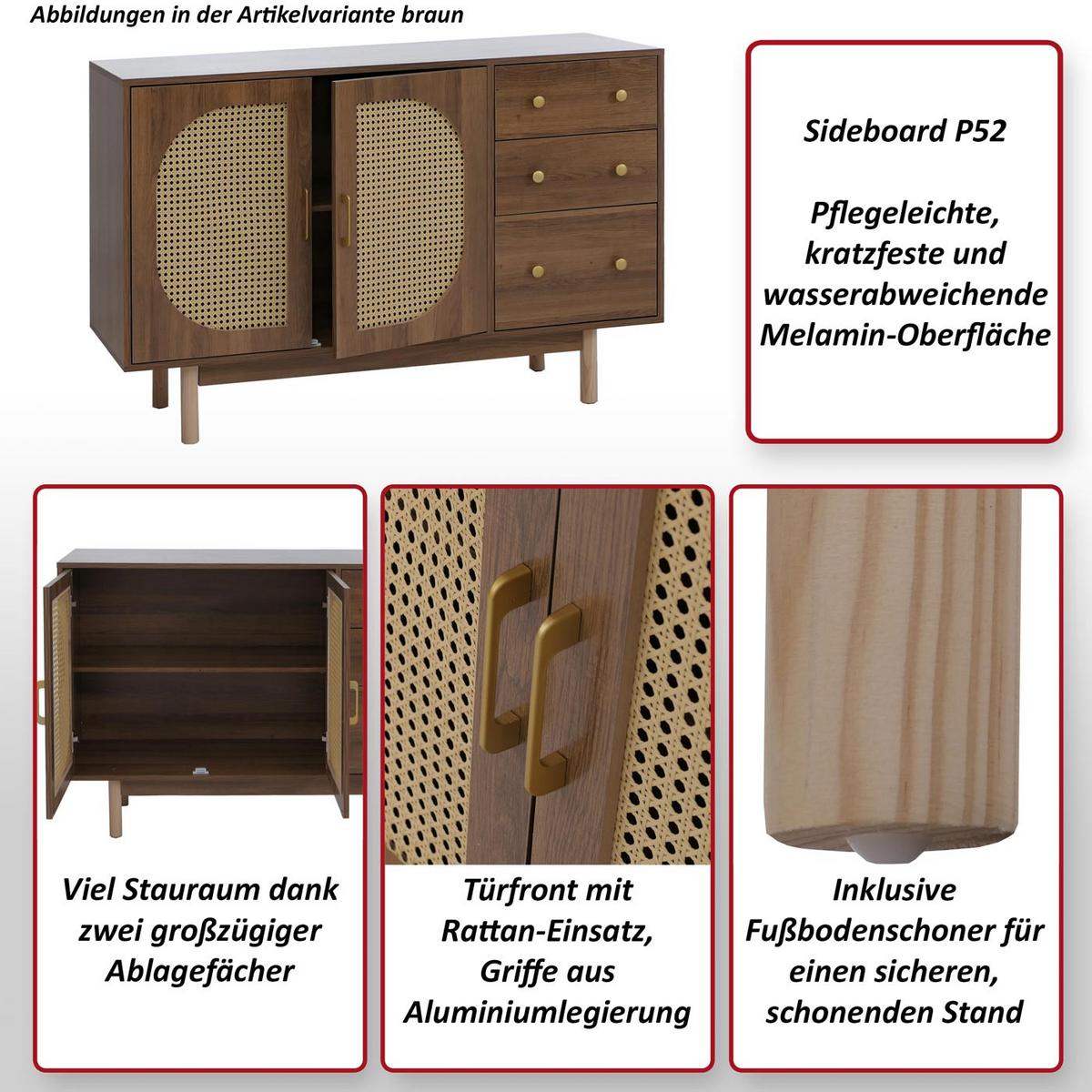 SIDEBOARD Walnuss Dekor - Walnussfarben, Holz (120/80/40cm) - MCW