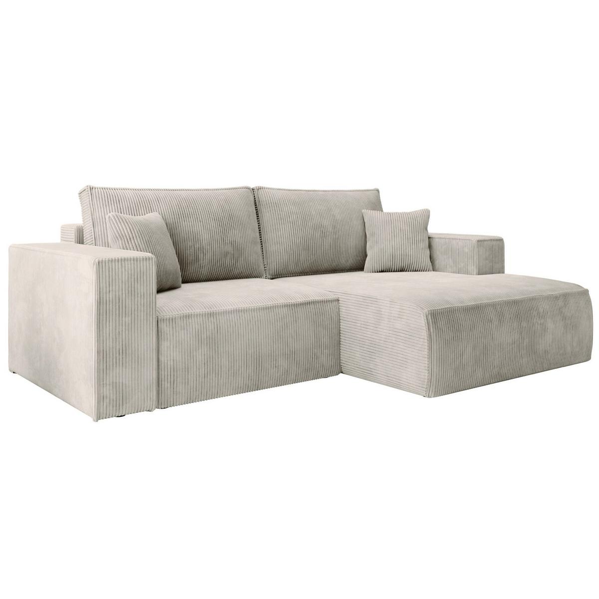 ECKSOFA Farese Mini mit Cordbezug Greige, rechts - Taupe/Schwarz, Textil (167/240cm) - Selsey