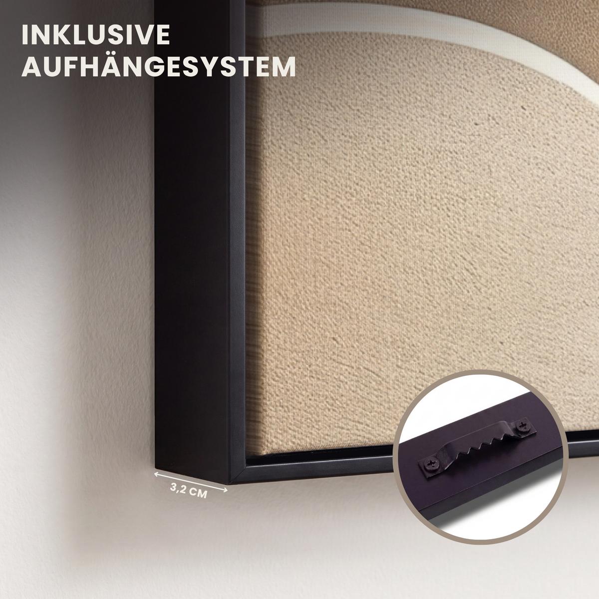 LEINWAND Bilder mit Rahmen - Beige - Natur - Abstrakt - Modern - 60x90 - Beige, Textil (60/90cm) - MuchoWow