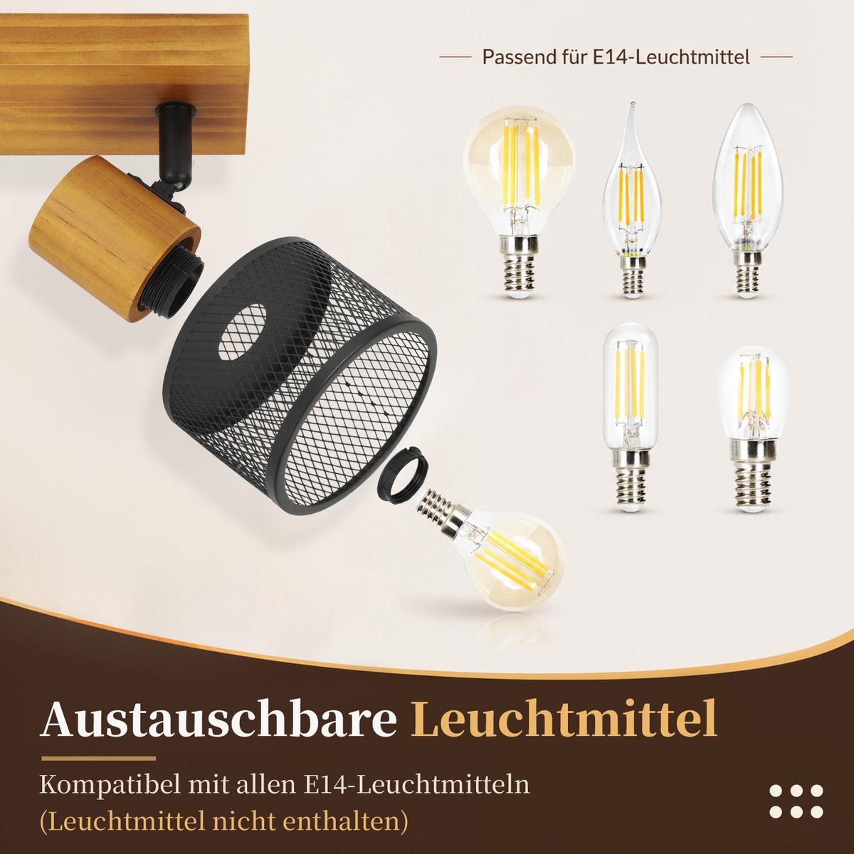 DECKENSTRAHLER Jixalin 66/10/17.5 cm - Schwarz, Holz/Metall (66/10/17.5cm) - ZMH