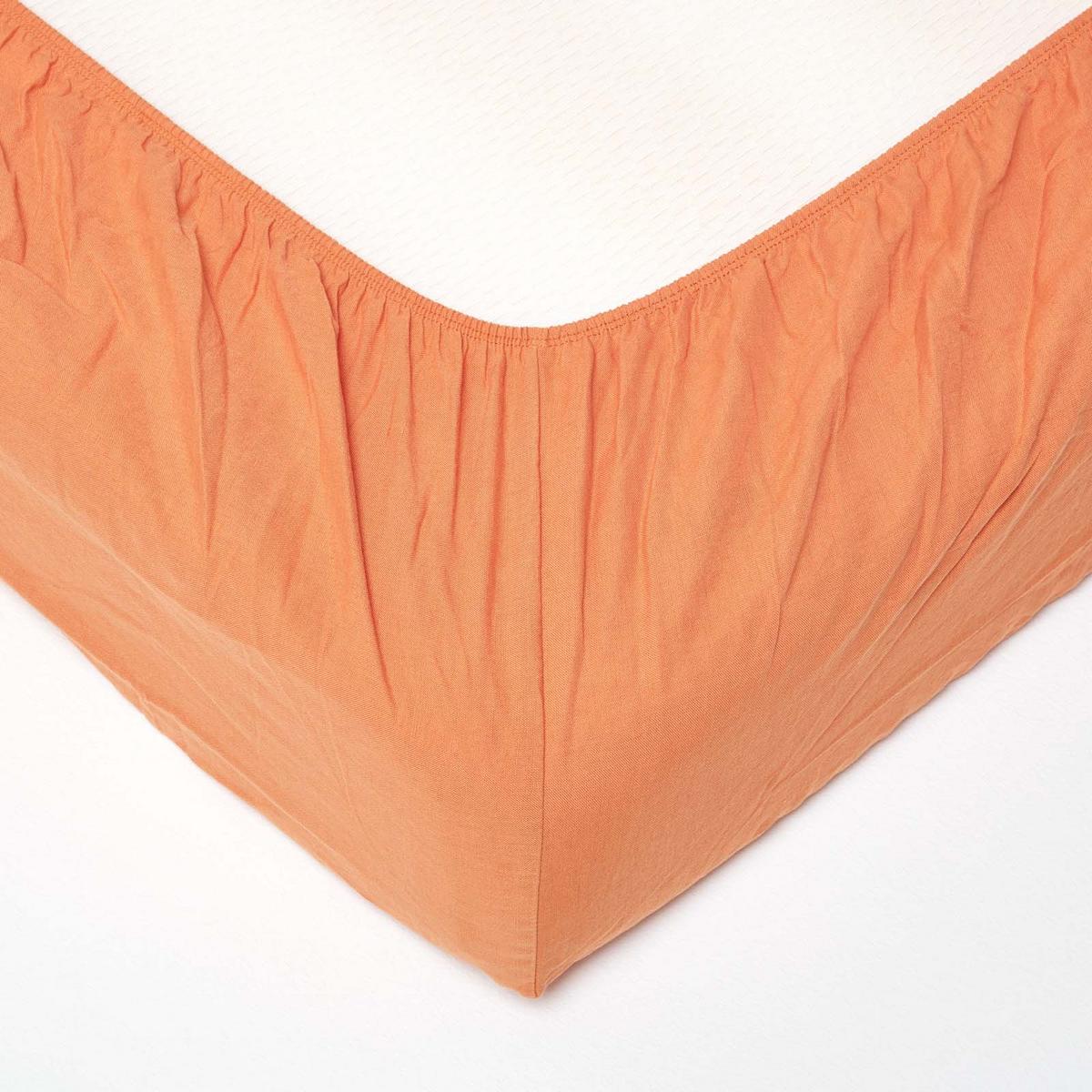 LEINEN-SPANNBETTLAKEN extra hoch, 60% Leinen & 40% Baumwolle - Orange, Textil (140/190cm) - Homescapes