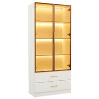 VITRINENSCHRANK in Weiß 74/34.5/170 cm - Weiß, Glas/Holzwerkstoff (34/170/70cm) - Urban Meuble
