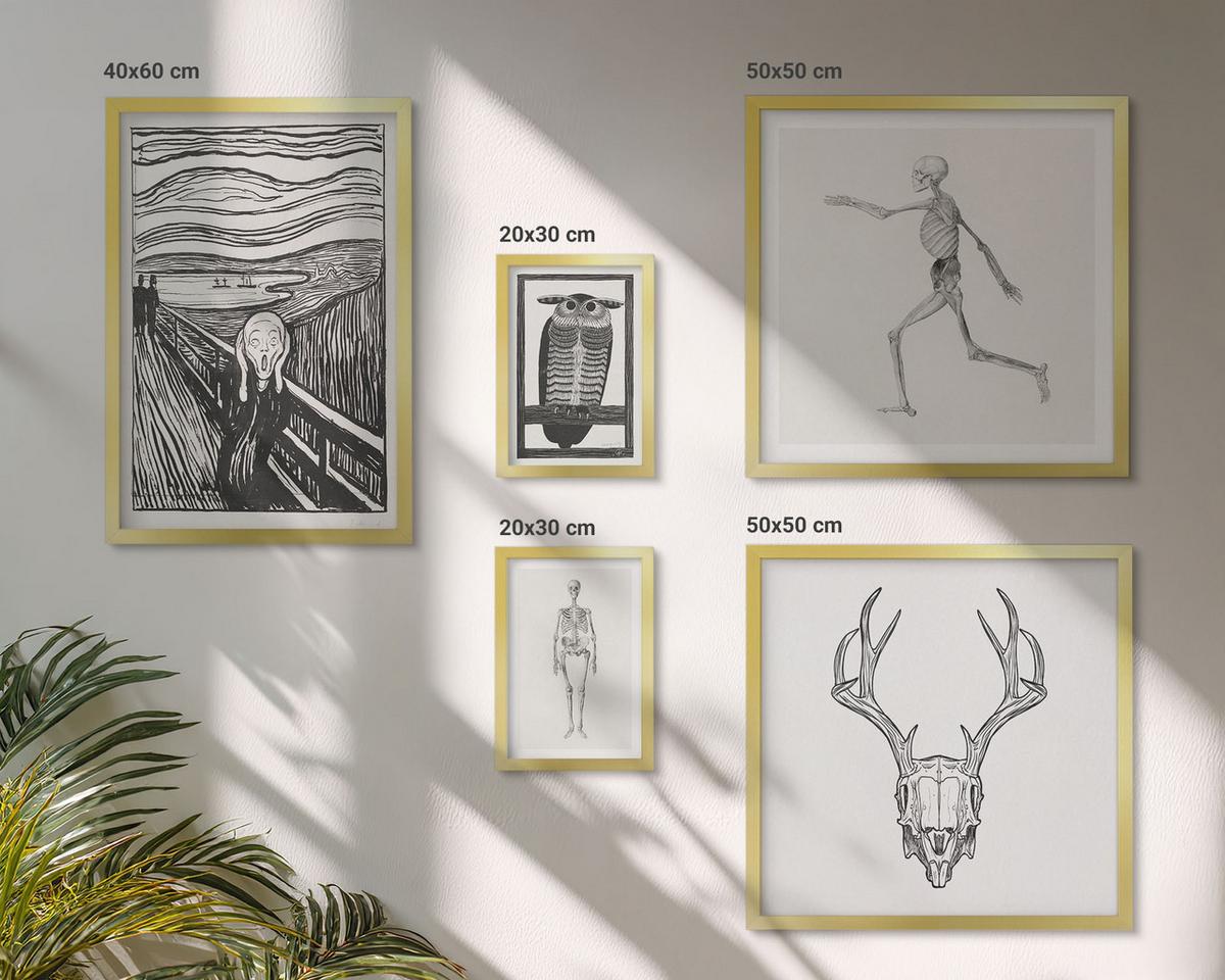 BILDER SET 5er Set - 50x50 cm & 20x30 cm & 40x60 cm Goldrahmen - Küchenaccessoires auf pflanzlicher Basis - Goldfarben, Kunststoff (40/60cm) - TULUP