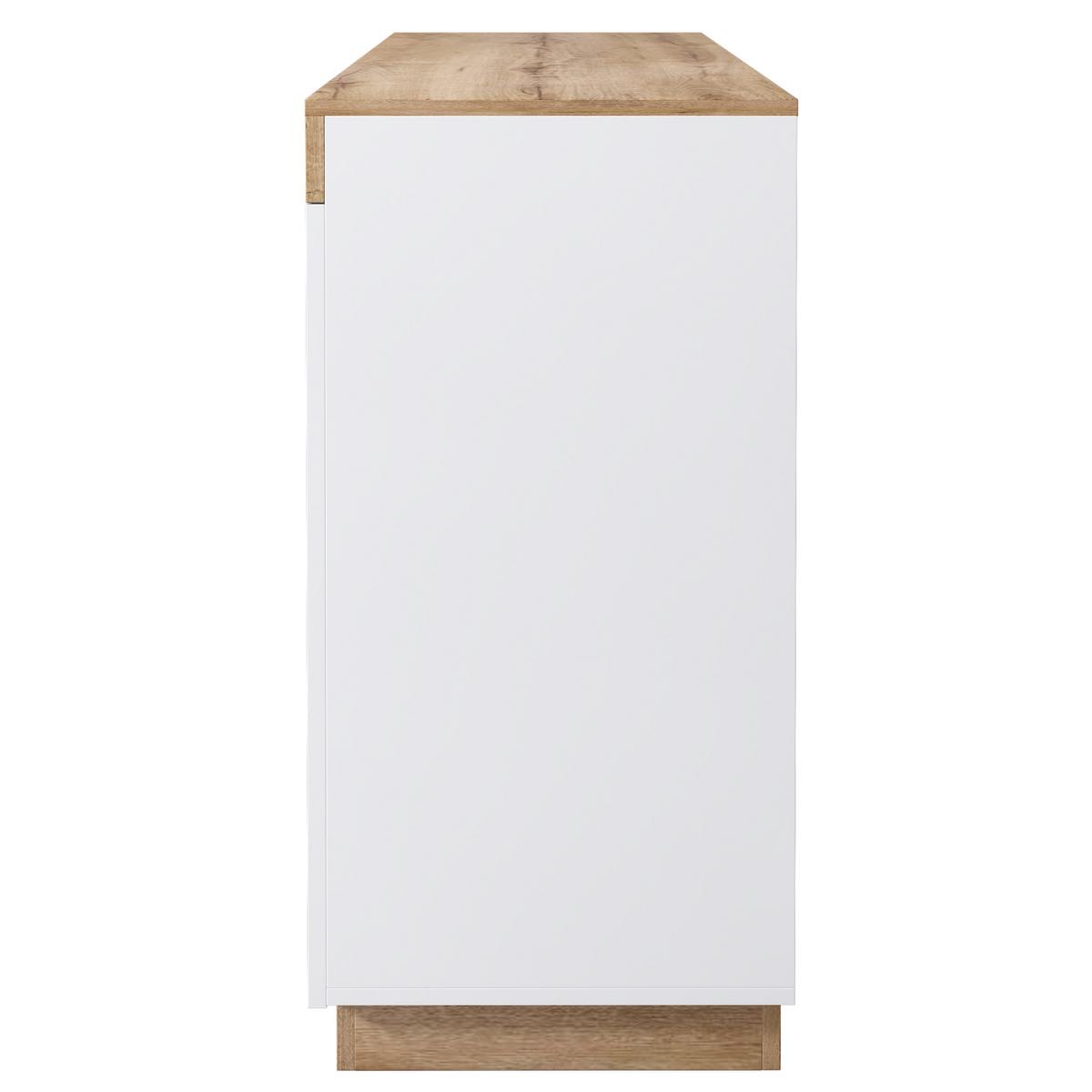 SIDEBOARD weiß eiche 120cm 3 schubladen 2 türen - Weiß, Holzwerkstoff (120.5/82.5/40cm) - Urban Meuble
