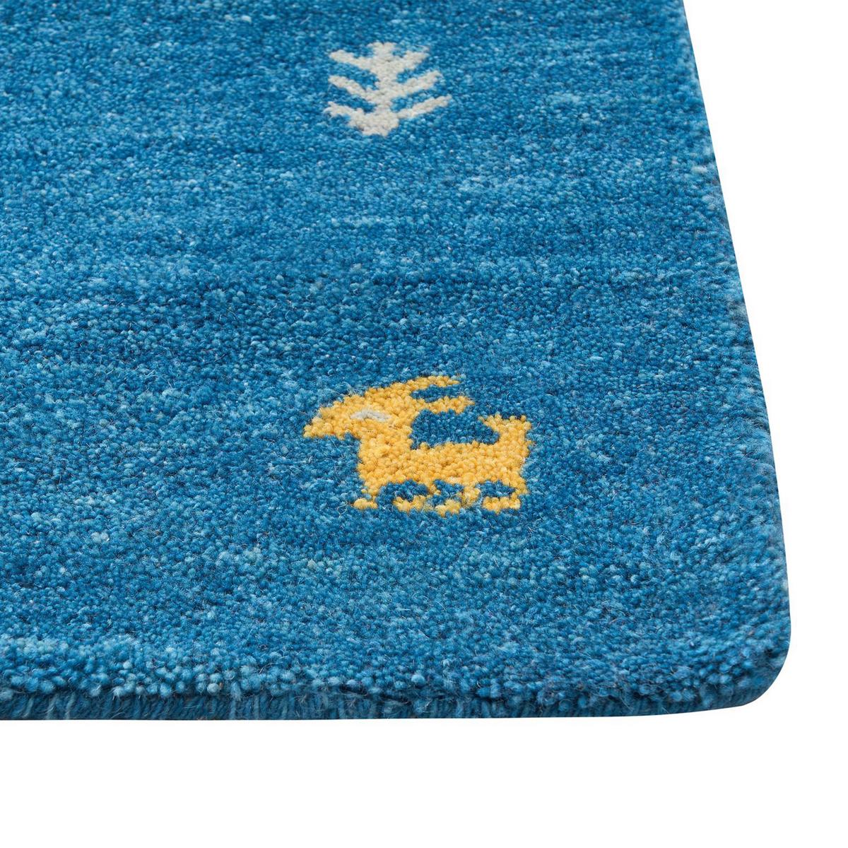 KURZFLOR-GABBEH Calti 230/160 cm - Blau, Textil (160/230cm) - Beliani