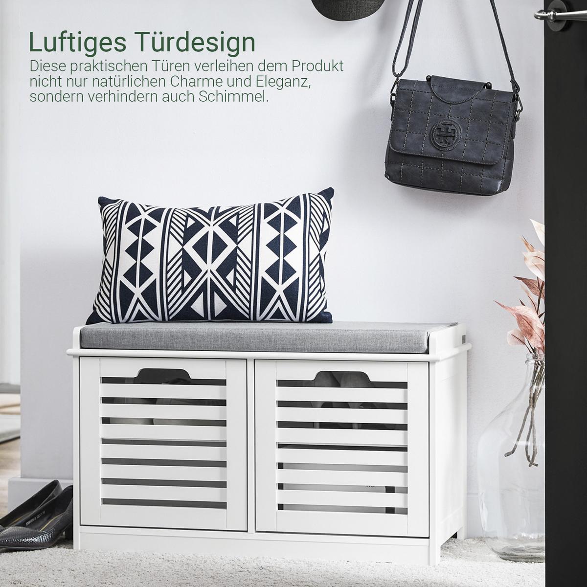 SCHUHBANK Weiß - Weiß, Holzwerkstoff (71/43/35cm) - SoBuy