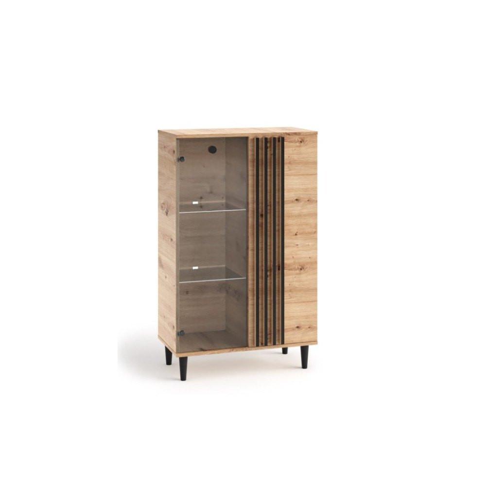 VITRINENSCHRANK ARTIANO 134,5 x 80 cm Eiche Artisan - Eiche Artisan, Holzwerkstoff (80/134.5/40cm) - MASSENO