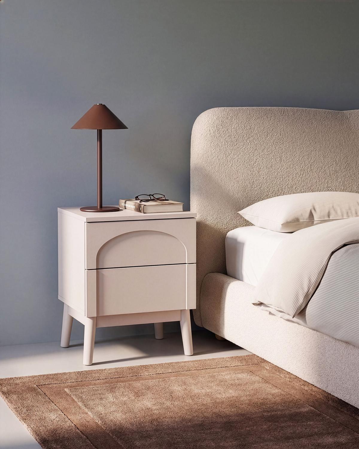 NACHTTISCH mit 2 Schubladen Hellbeige Boulia - Beige, Holz/Holzwerkstoff - Beliani
