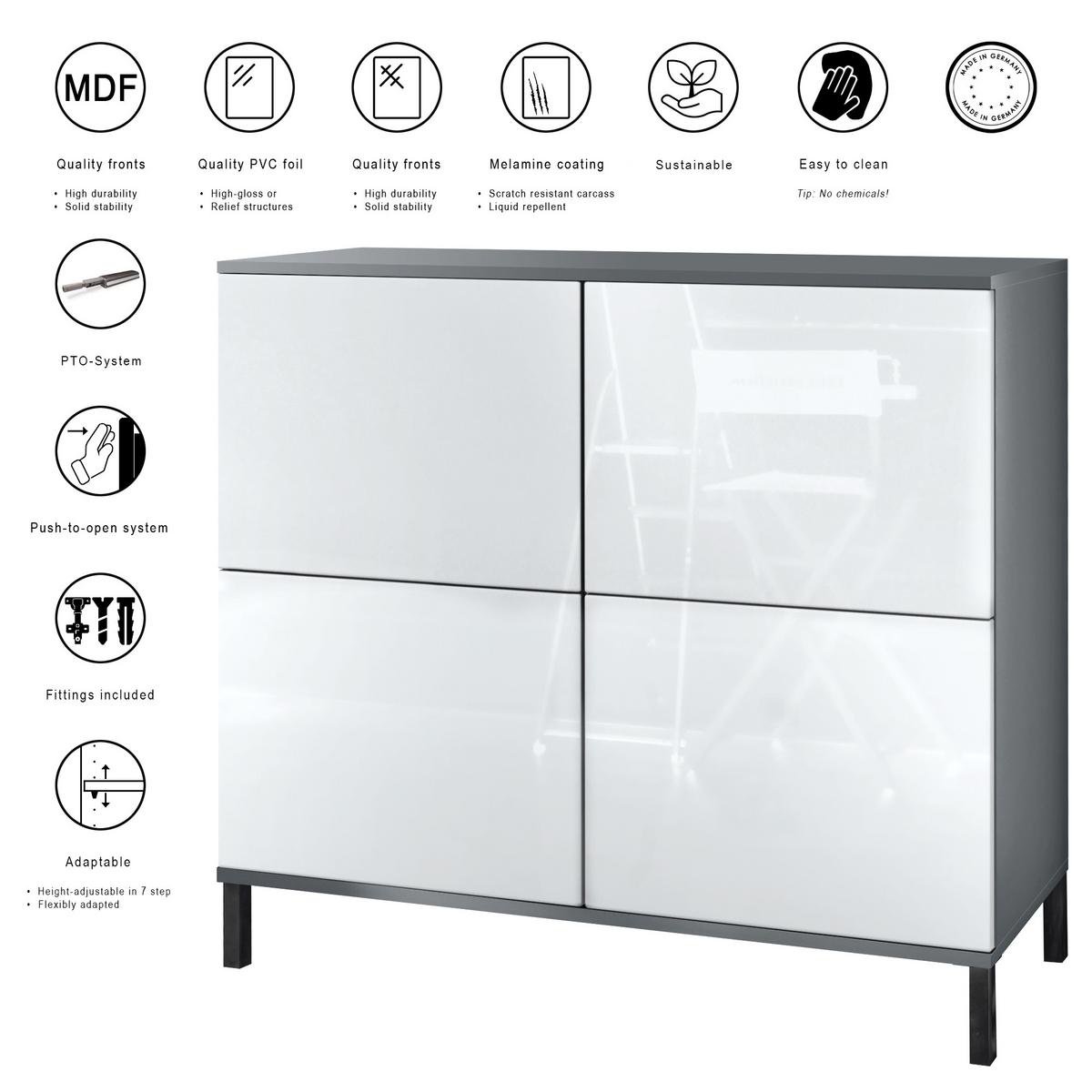 KOMMODE Rova Eiche Wotan - Eiche Wotan, Holzwerkstoff (92.5/83.5/35cm) - Vladon