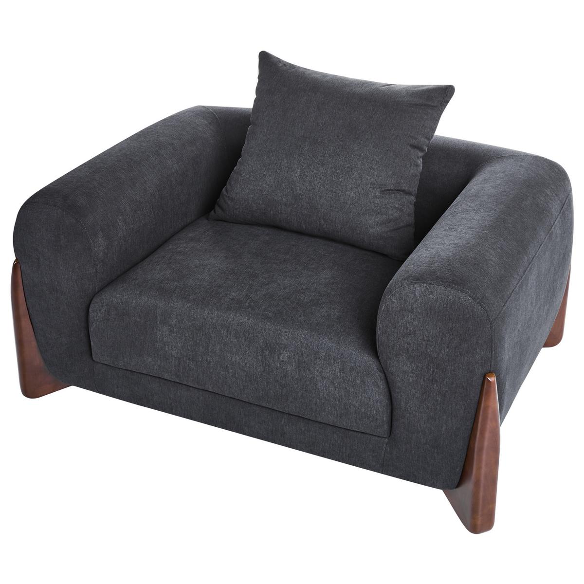 SESSEL Schwarz Vinliden - Schwarz/Braun, Holz/Textil (118/62/87cm) - Beliani