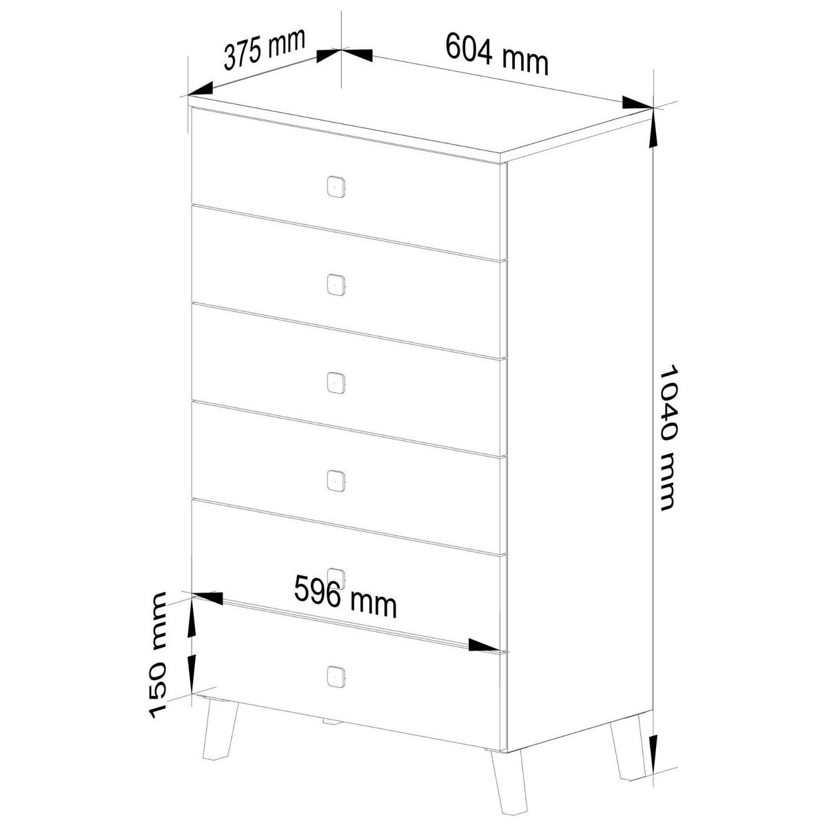 KOMMODE Weiß, Schwarz 104/60/37 - Schwarz/Weiß, Holzwerkstoff (60/104/37cm) - RAUMHIRSCH FURNITURE