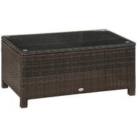 GARTEN Beistelltisch Couchtisch Gartentisch Balkontisch ESG PE-Rattan Braun - Braun, Kunststoff (85/50/39cm) - Outsunny