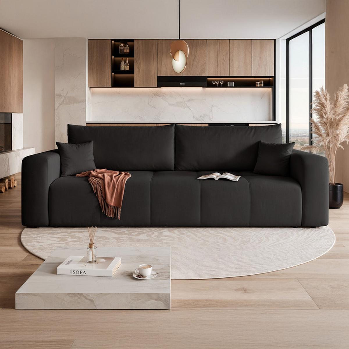 SCHLAFSOFA PEDRO mit Bettkasten Schwarz - Schwarz, Holzwerkstoff/Textil (244/79/93cm) - Idohome