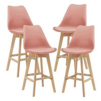 BARSTUHL Lublin 4er-Set - Rosa, Leder (48/105/58cm) - [en.casa]