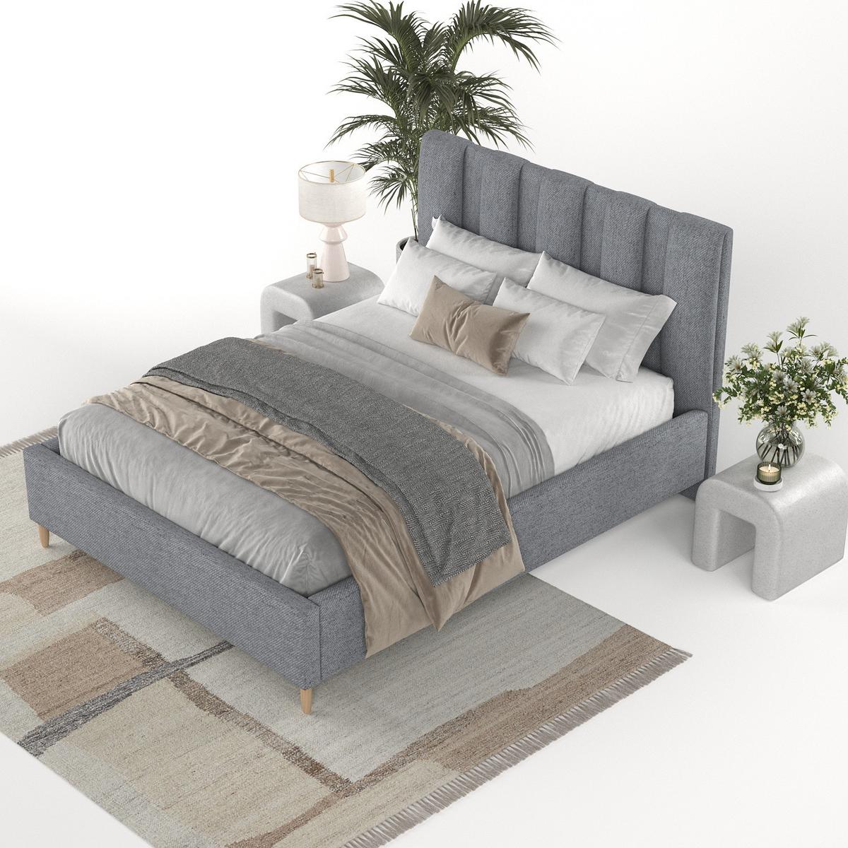 POLSTERBETT Loom 180/200 cm Grau im Neve Stoff - Naturfarben/Grau, Holz/Holzwerkstoff (180/200cm) - AltaBeds