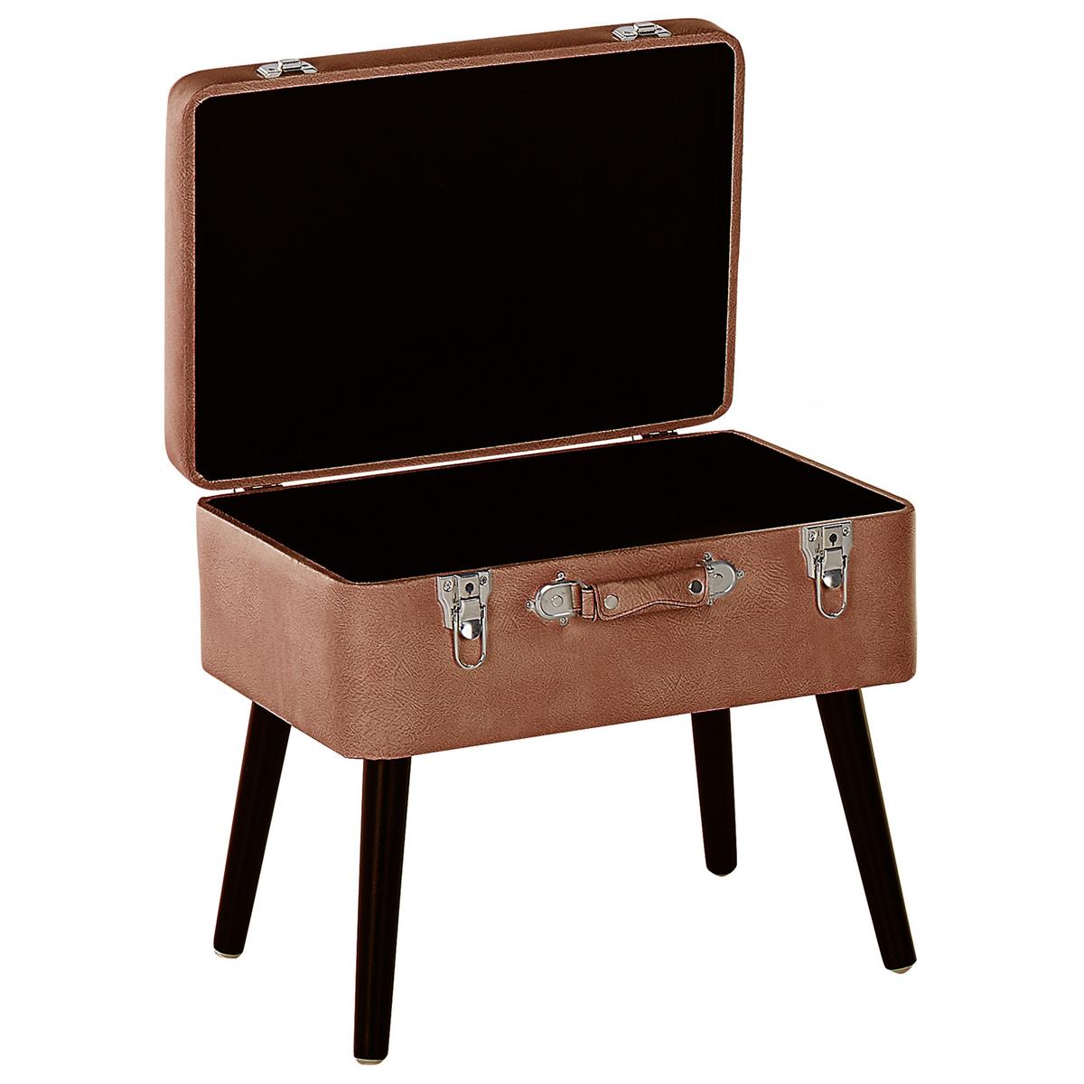 HOCKER Mallard 36/52/46 cm - Braun, Kunststoff/Textil (52/46/36cm) - Beliani