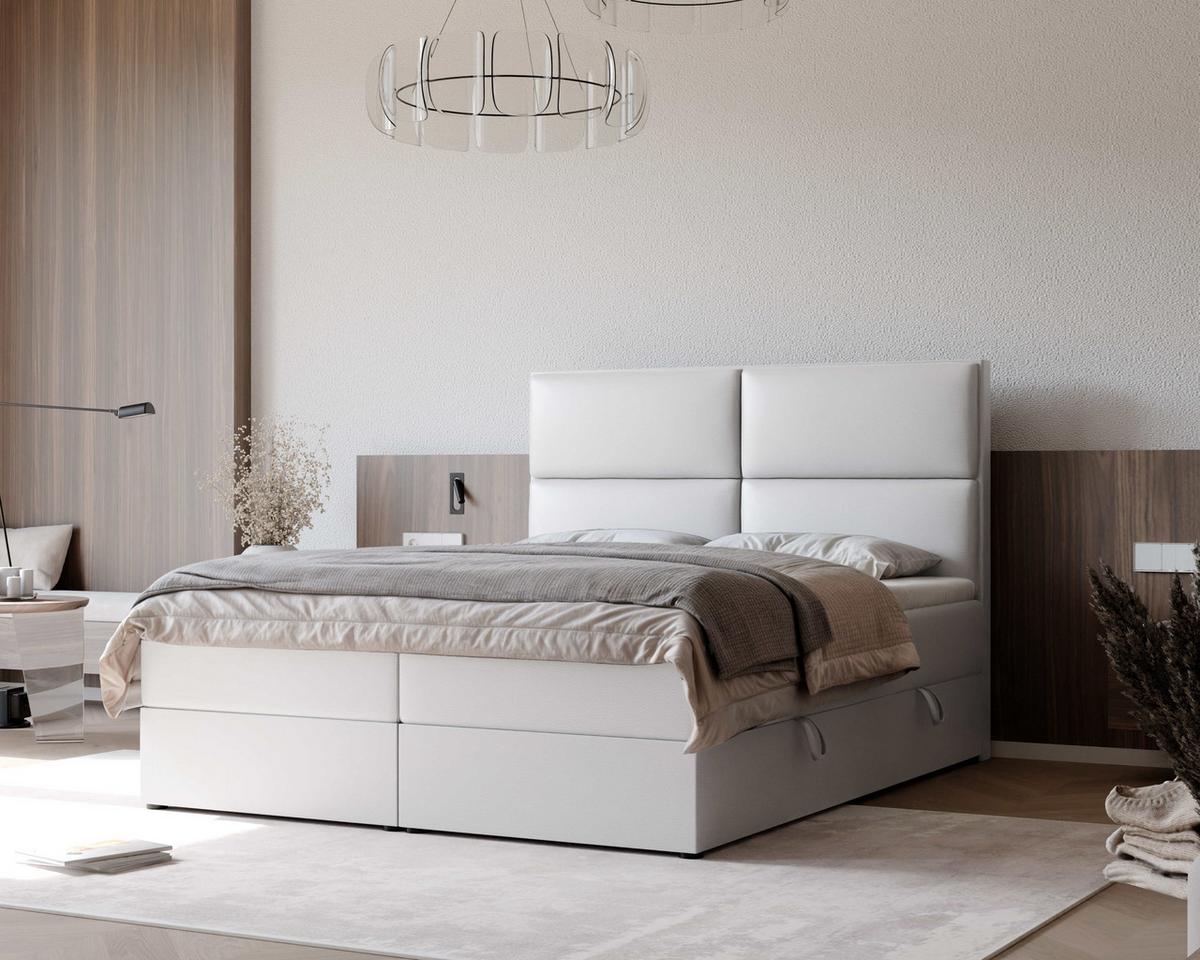 BOXBETT 120x200 cm mit Topper - Weiß, Holzwerkstoff/Textil (120/200cm) - Idohome