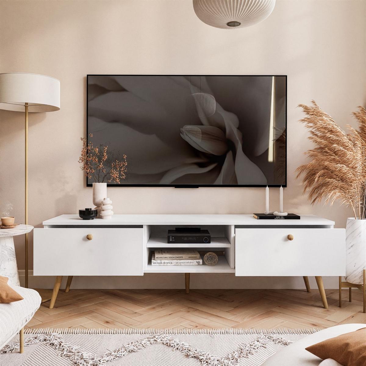 RTV Schrank HARMONY 170 cm Weiß - Weiß, Holzwerkstoff (170/50/41cm) - Lookway