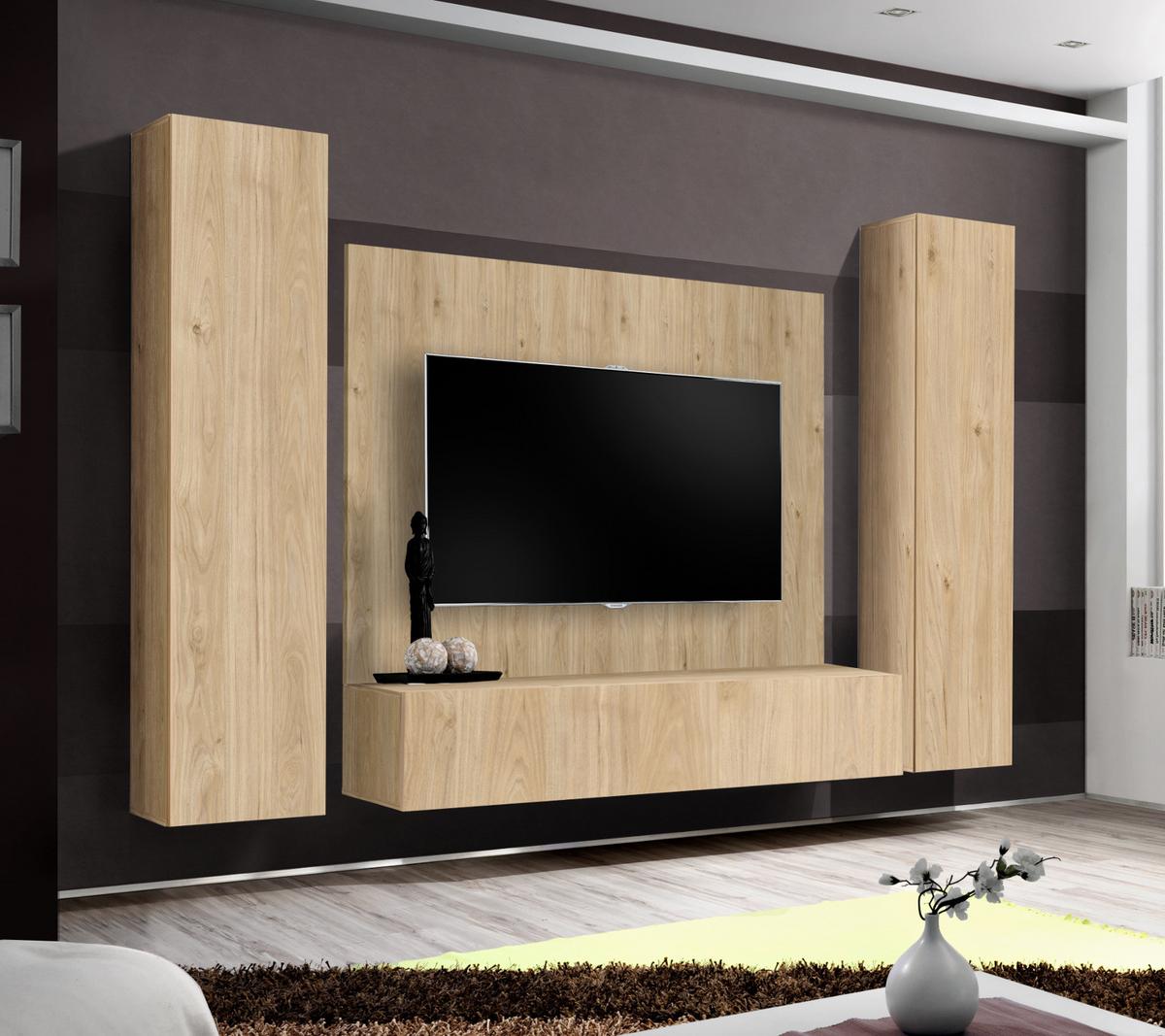 WANDPANEEL Eiche Jackson 160 x 118 cm, TV Rückwandverkleidung in modernem Design - Eichefarben, Holzwerkstoff (160/118/1.6cm) - Inn.Furn