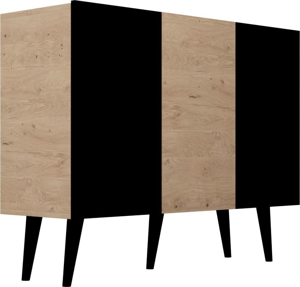 SIDEBOARD Ivy 120/95/40 in Lancelot Eiche, Schwarz - Eiche Artisan, Holzwerkstoff (120/95.5/39.9cm) - WFL GROUP