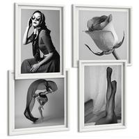 BILDER SET 4er Set - 50x50 cm & 40x60 cm Weißer Rahmen - Stilvolle Porträts eleganter Frauen - Weiß, Kunststoff (50/50cm) - TULUP