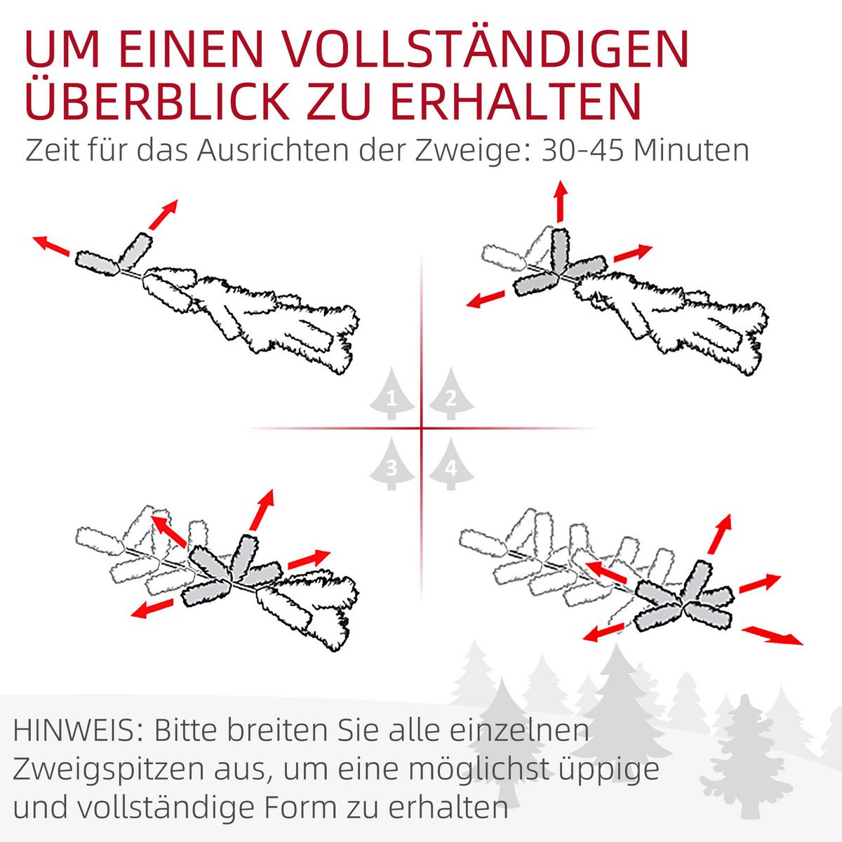 KÜNSTLICHER Weihnachtsbaum, 180 cm Christbaum mit 793 Spitzen für Weihnachten - Grün, Kunststoff (180cm) - HOMCOM