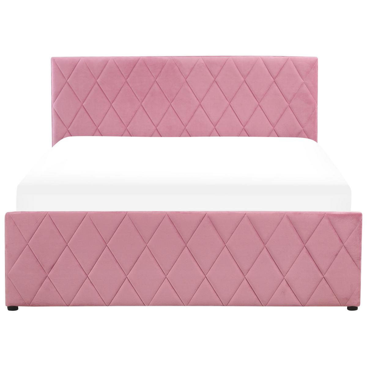BETT mit Stauraum 140x200 cm Rosa Rochefort - Pink, Textil (140/200cm) - Beliani