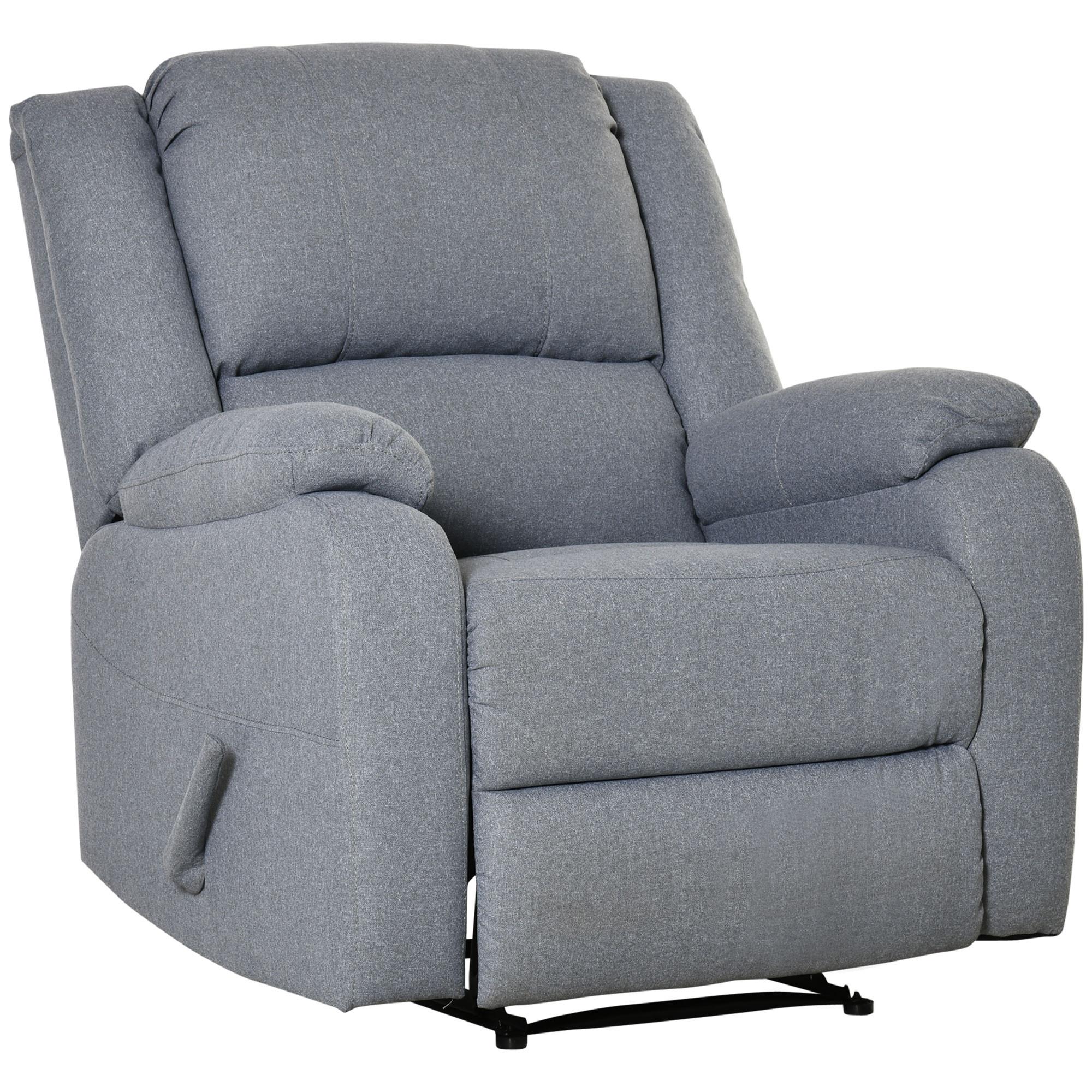 RELAXSESSEL mit Liegefunktion Fernsehsessel TV-Sessel mit Seitentasche Hellgrau - Hellgrau/Schwarz, Textil/Metall (96/98/87cm) - HOMCOM