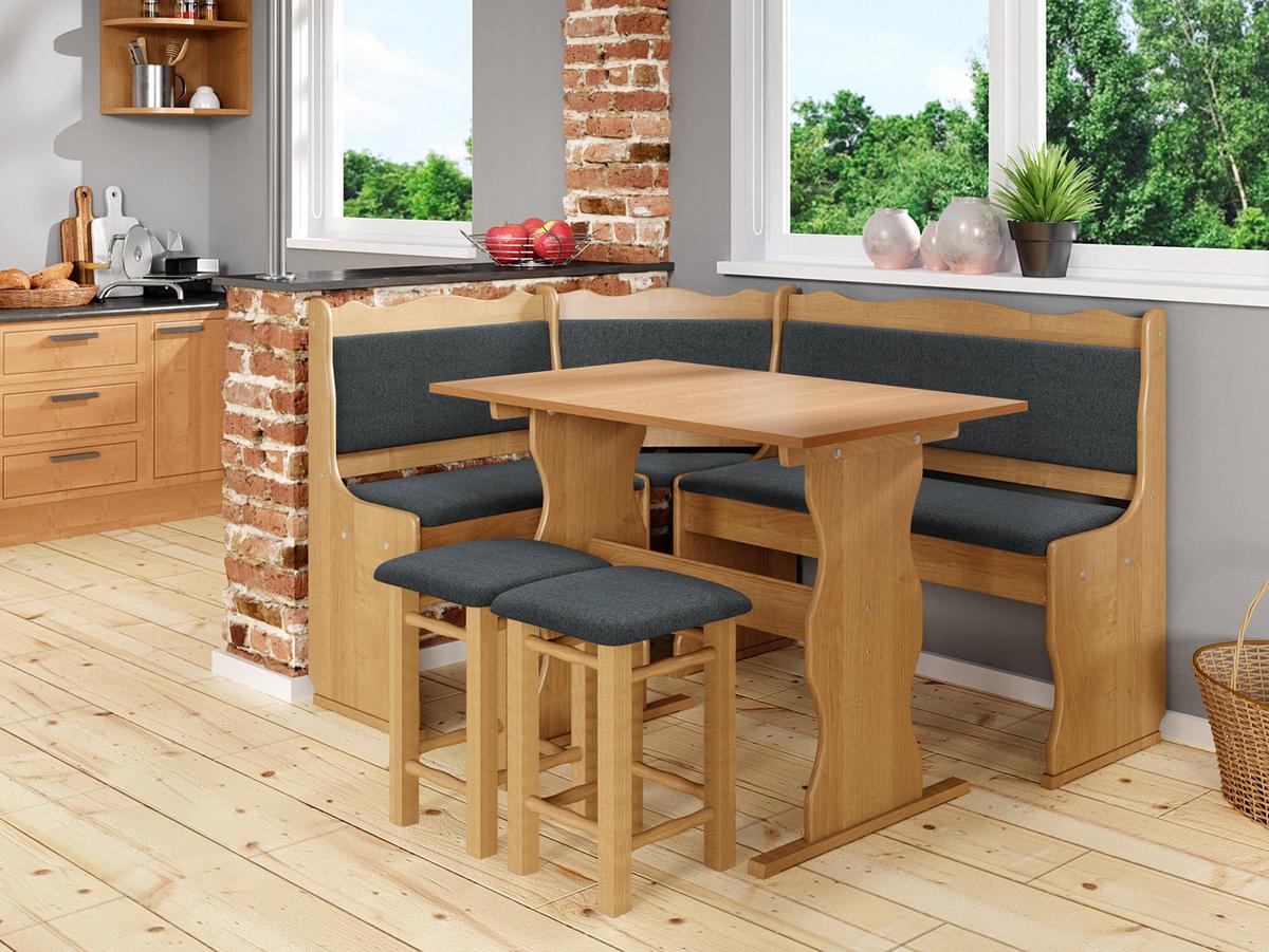 ECKBANKGRUPPE Mini - Dunkelgrau/Erlefarben, Holz (145/87/105cm) - MIRJAN24