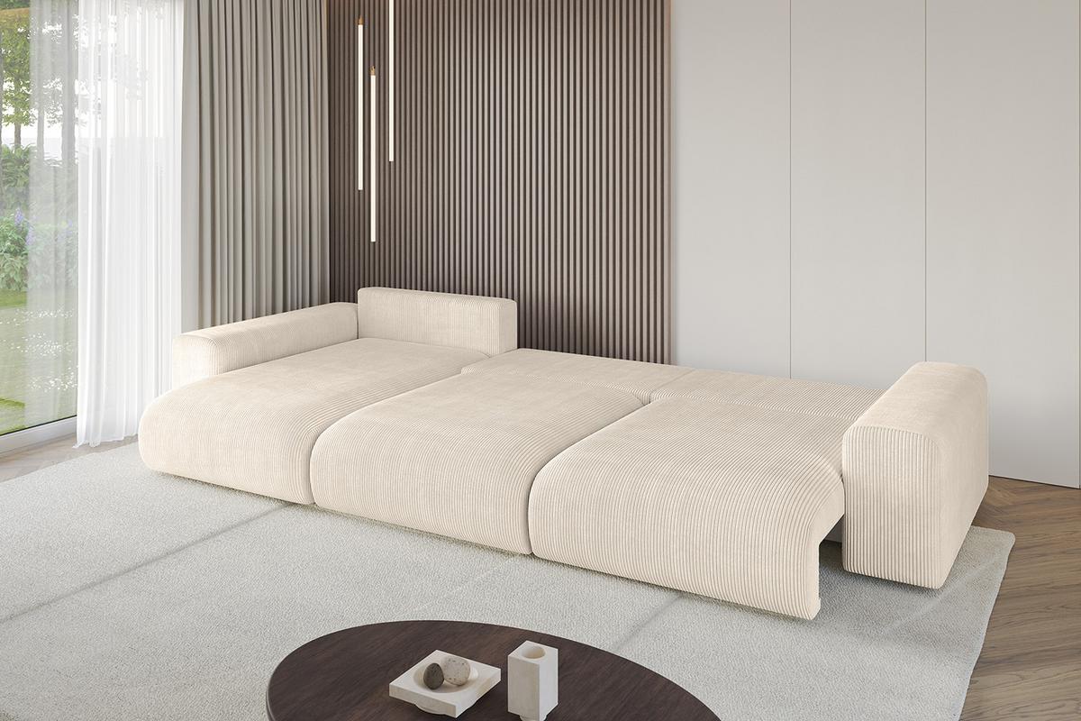 ECKSOFA Ottomane links ESKAR-L2 364x176x72 Taupe Cord - Taupe/Schwarz, Holzwerkstoff/Kunststoff (364/176cm) - ALTDECOR