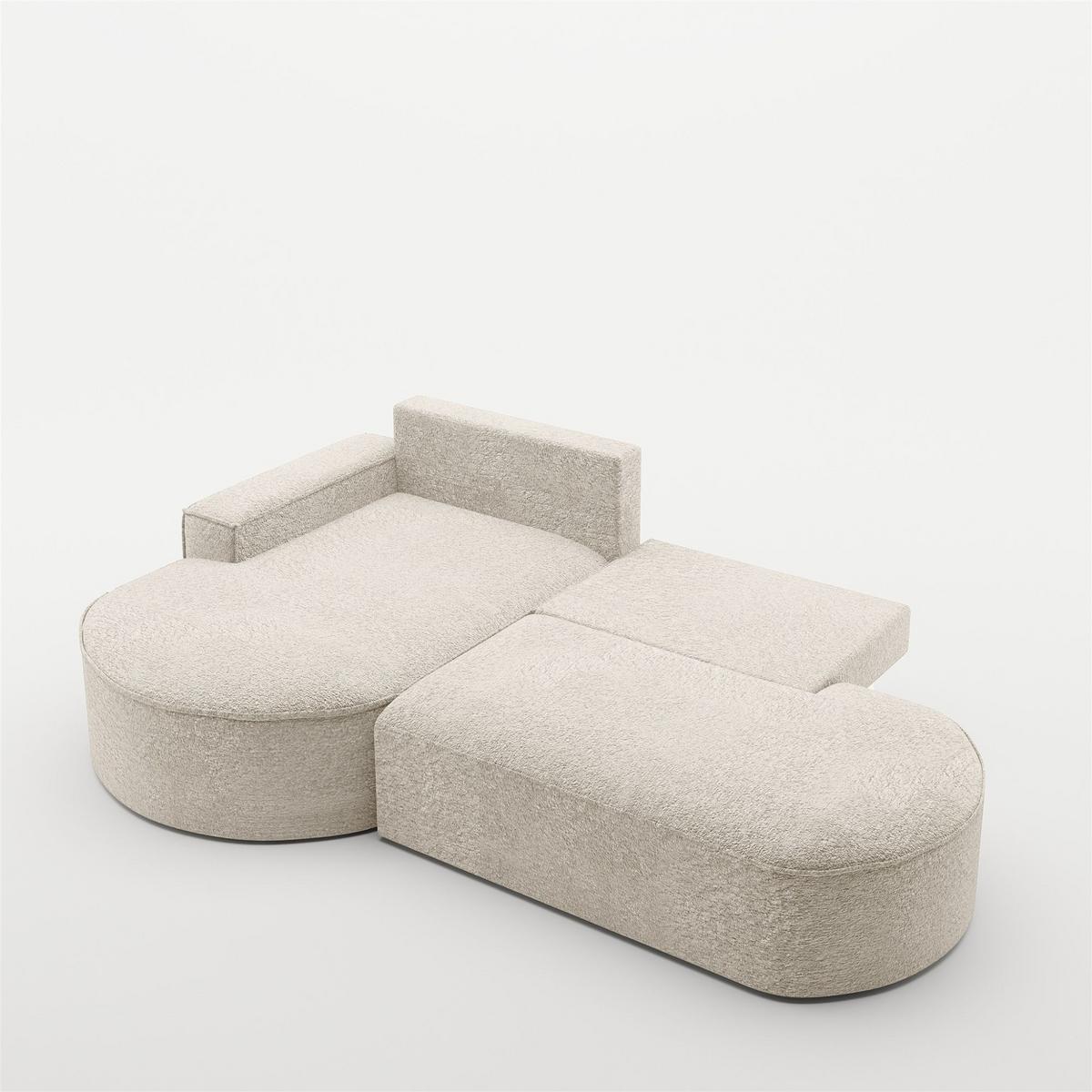 ECKSOFA Venedig Mit Schlaffunktion - Creme, Holzwerkstoff/Textil (278/179cm) - Fun Möbel