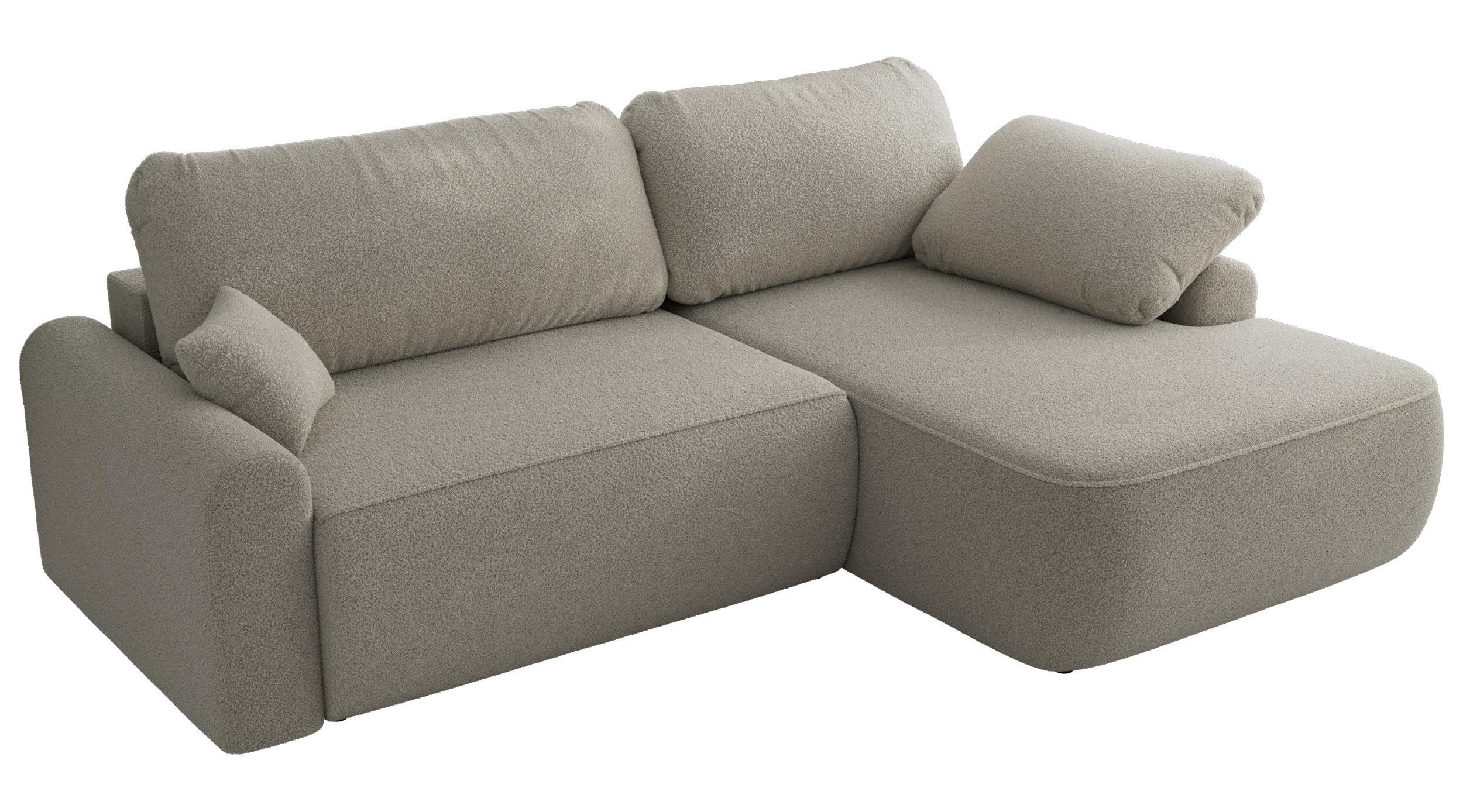 ECKSCHLAFSOFA CUBO L Hellgrau Boucle - rechts - Hellgrau/Schwarz, Kunststoff/Textil (187/273cm) - MKS