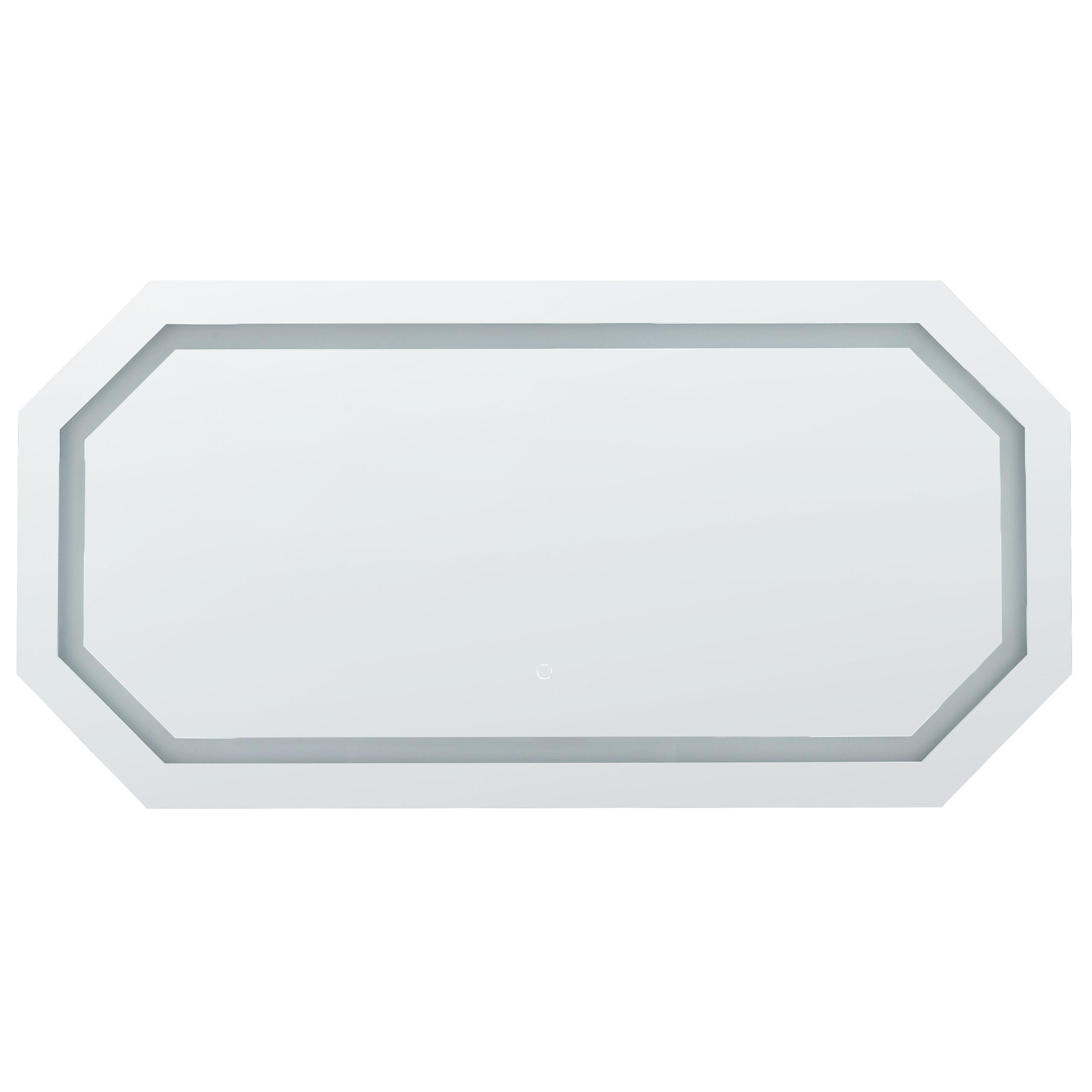 BADSPIEGEL mit LED-Beleuchtung achteckig 120/60 cm Locmariaquer - Silberfarben, Glas (120/60/4cm) - Beliani