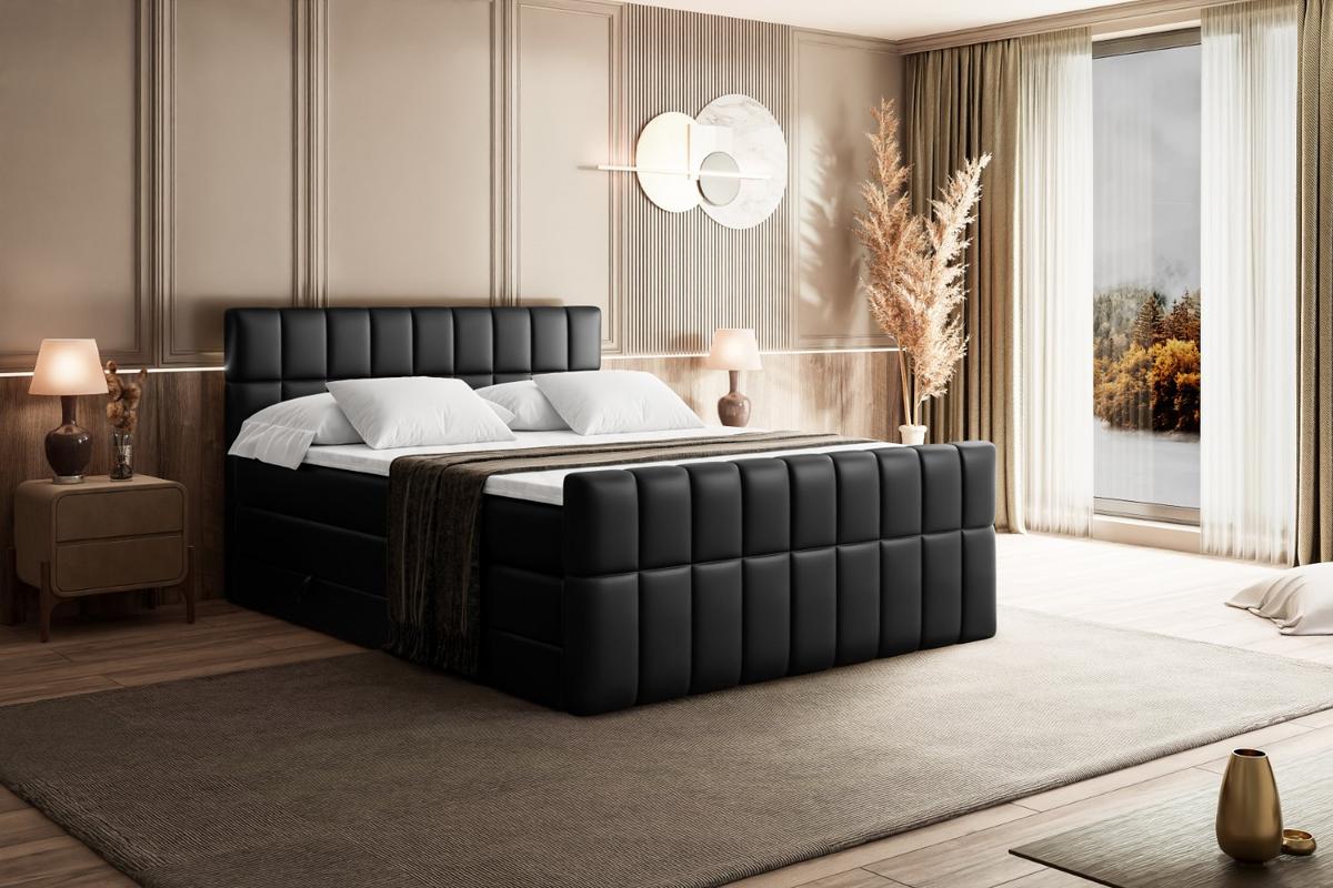 BOXSPRINGBETT MIAMI-Z KING - 180x200 - H3/H4 - Schwarz Hochglanz - Schwarz Hochglanz, Holzwerkstoff (180/200cm) - ALTDECOR