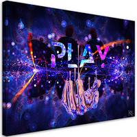 WANDBILD play neon spielkonsole - Lila, Textil (60/40cm) - Feeby