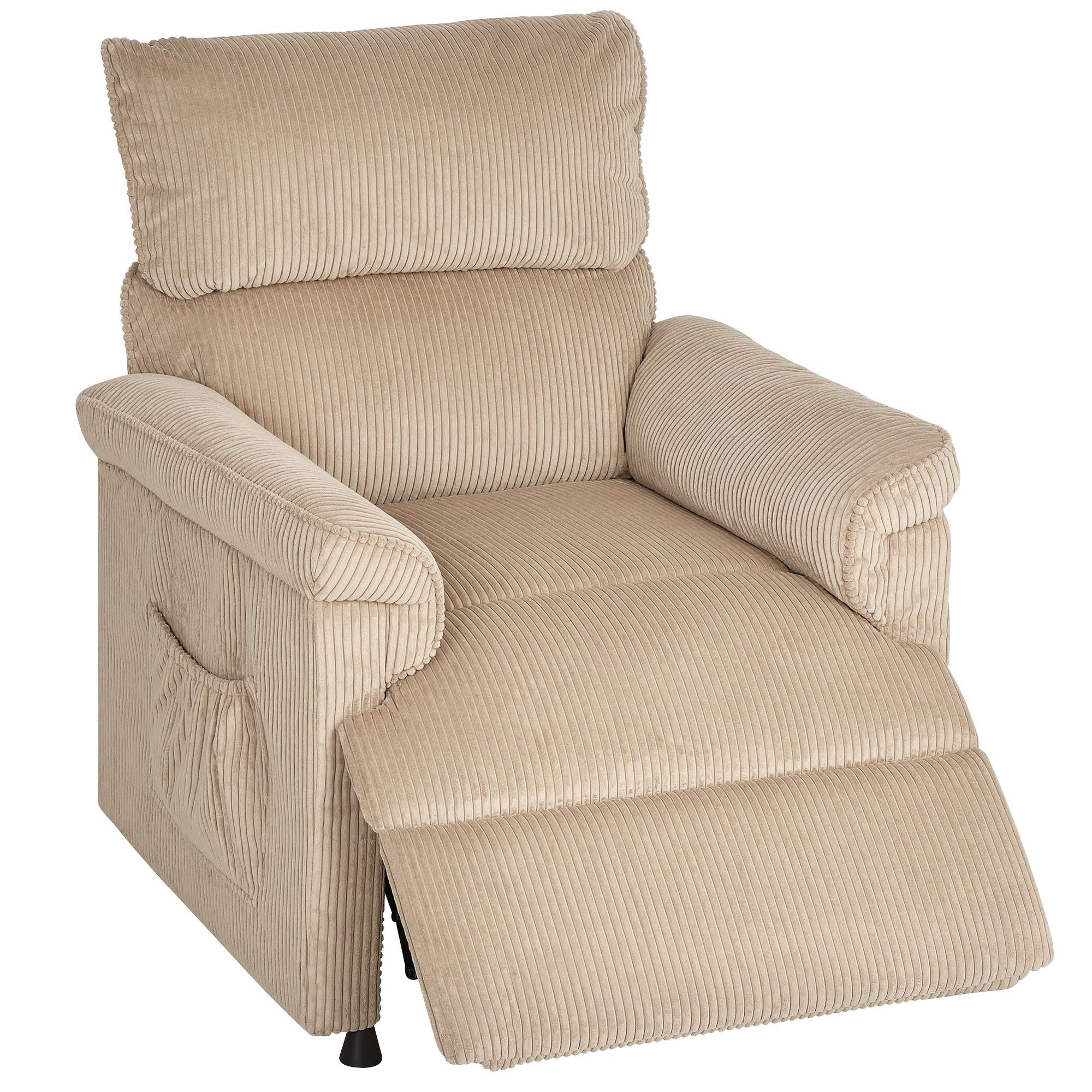 RELAXSESSEL mit Vibrationsmassage, Heiz- und Liegefunktion, Braun - Braun, Textil (86/105/94cm) - HOMCOM