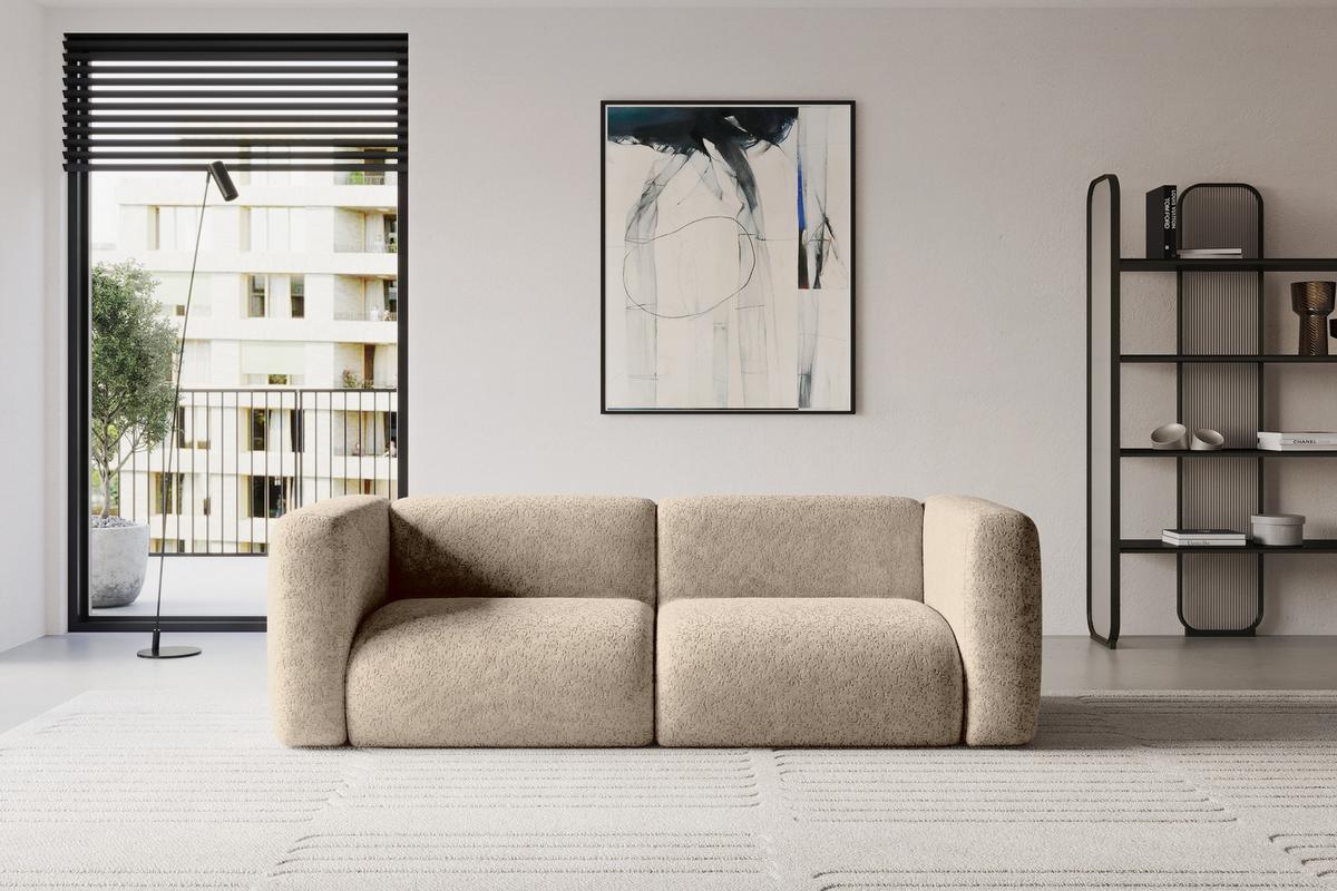 MODULARES Sofa 2-SITZER MIRA-S1 228x89x70 Braun cm Velours - Schwarz/Braun, Holzwerkstoff/Kunststoff (228/70/89cm) - ALTDECOR