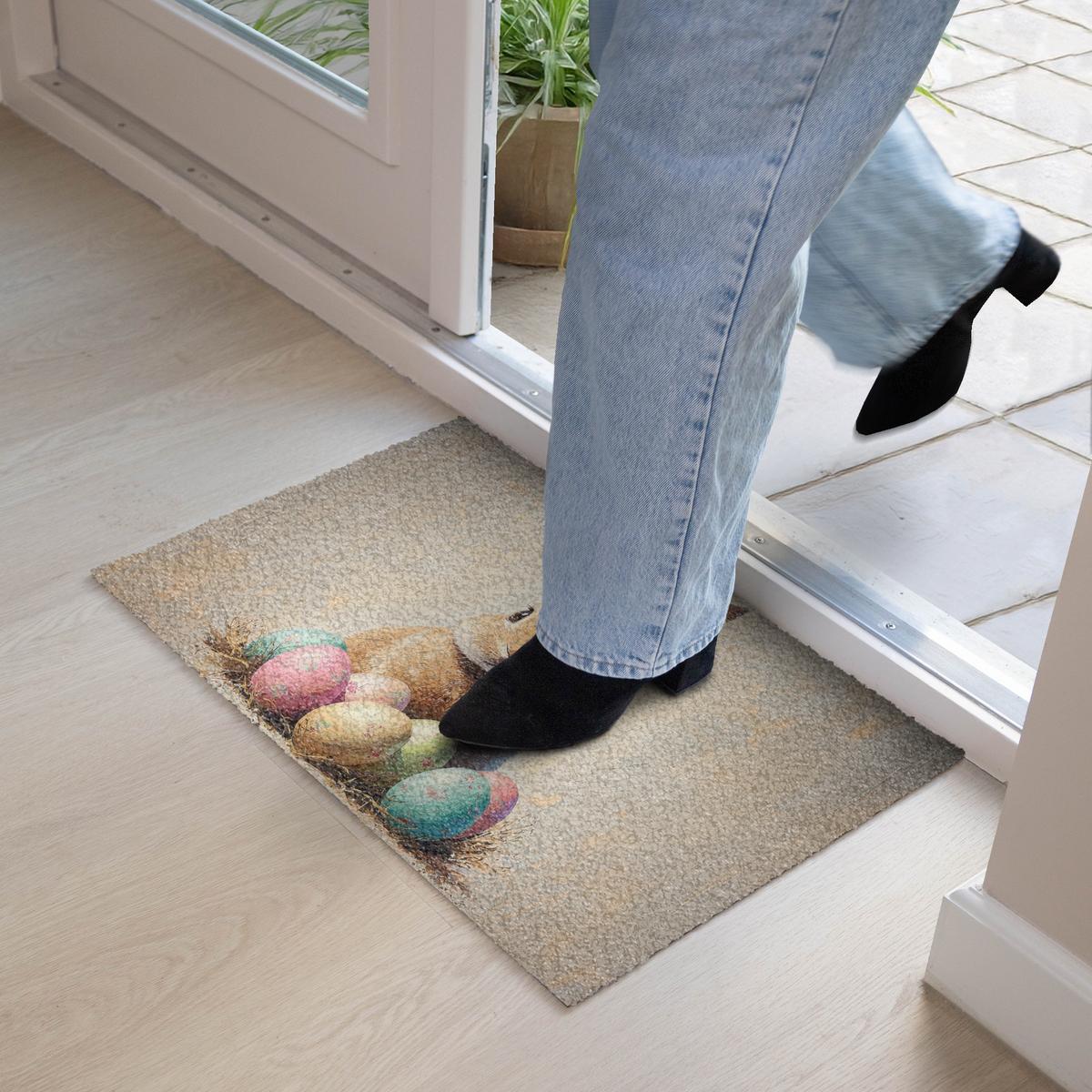 FUSSMATTE Osterhase - Pastell - Eier Schmutzmatte 60x40 cm - Beige/Multicolor, Kunststoff (40/60cm) - MuchoWow