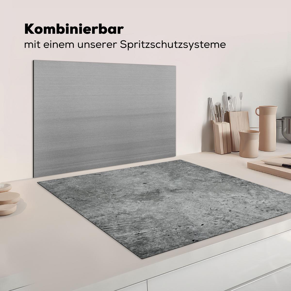 HERDABDECKPLATTE Beton - Schiefer - Grau -Betonstruktur Induktionsmatte 78x78 cm - Grau, Kunststoff (78/78/0.2cm) - MuchoWow