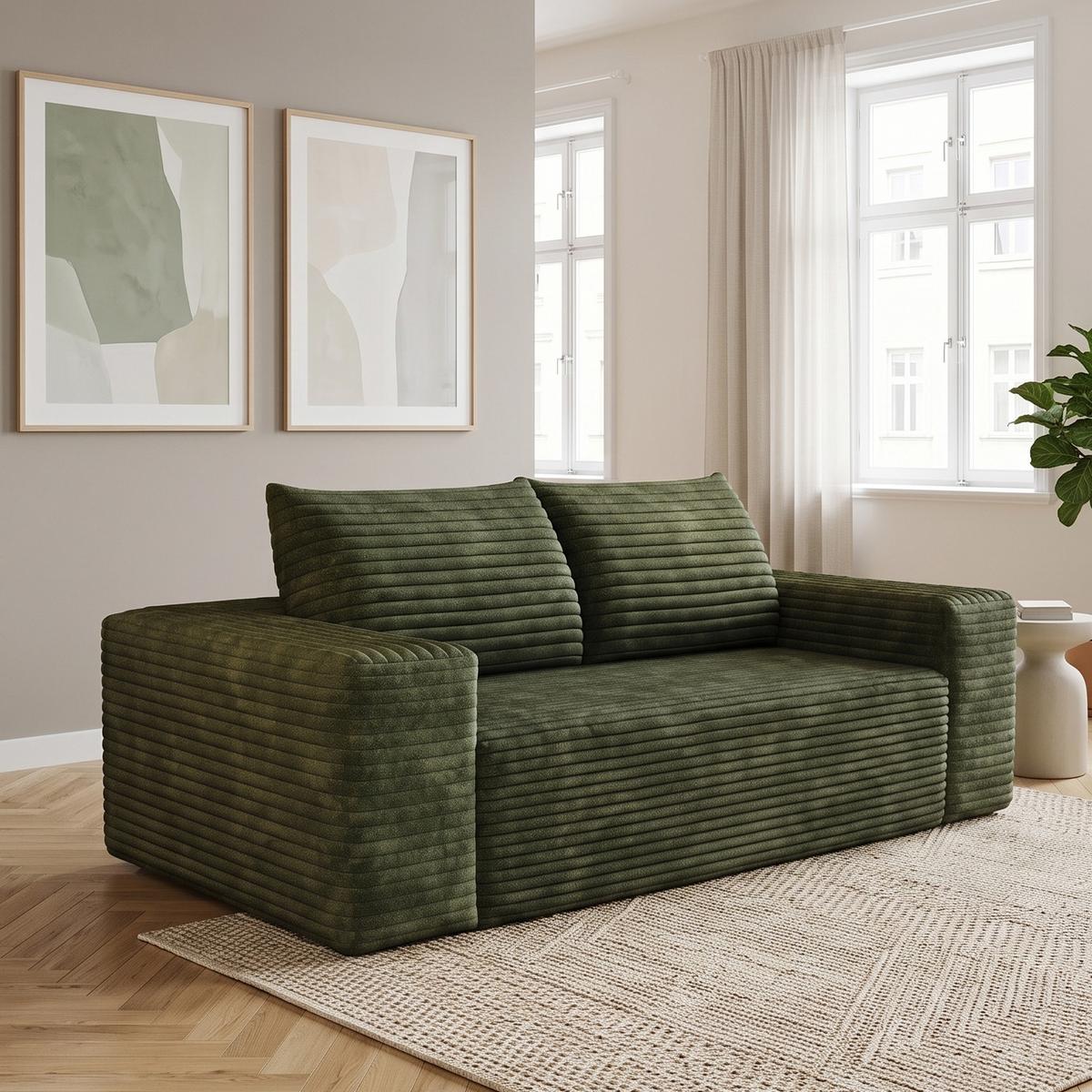 2-SITZER SOFA 180cm Cord-Sofa ohne Montage - Grün, Textil (180/83/90cm) - Urban Meuble