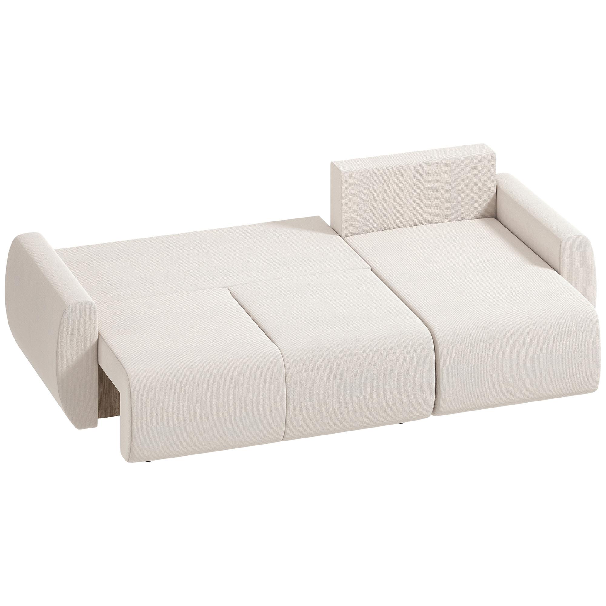 SCHLAFSOFA Veloursbezug Cremeweiß - Creme/Weiß, Holzwerkstoff/Kunststoff (140/86/250cm) - HOMCOM
