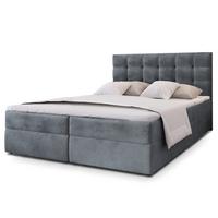 BOXBETT GLOS K 180x200 cm mit Matratze und Topper, H2+H3 - Grau - Grau, Holz (180/200cm) - MASSENO