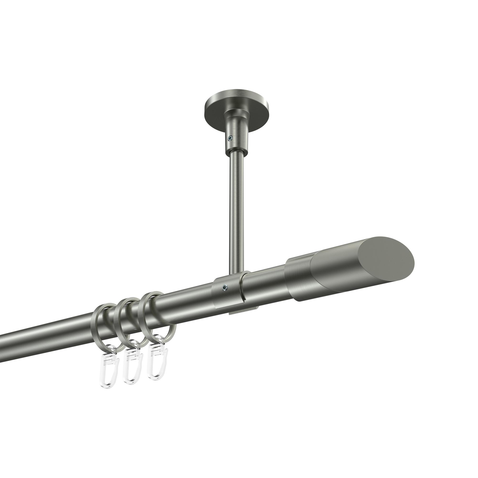 GARDINENSTANGE Sonette Verano 180 cm, 1-läufig, 20 mm Ø Edelstahl-Optik - Edelstahlfarben/Silberfarben, Metall (180cm) - INTERDECO