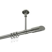 GARDINENSTANGE Sonette Verano 180 cm, 1-läufig, 20 mm Ø Edelstahl-Optik - Edelstahlfarben/Silberfarben, Metall (180cm) - INTERDECO