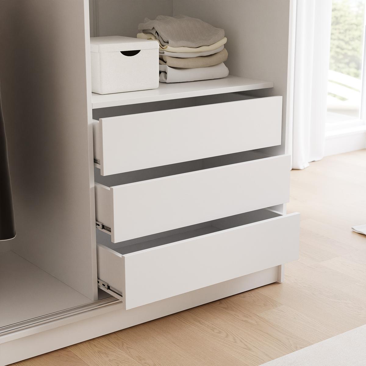 SCHIEBETÜRENSCHRANK SILENTE 140 cm mit Einlegeböden und Kleiderstange - Weiß, Holzwerkstoff (140/215/60cm) - Idohome