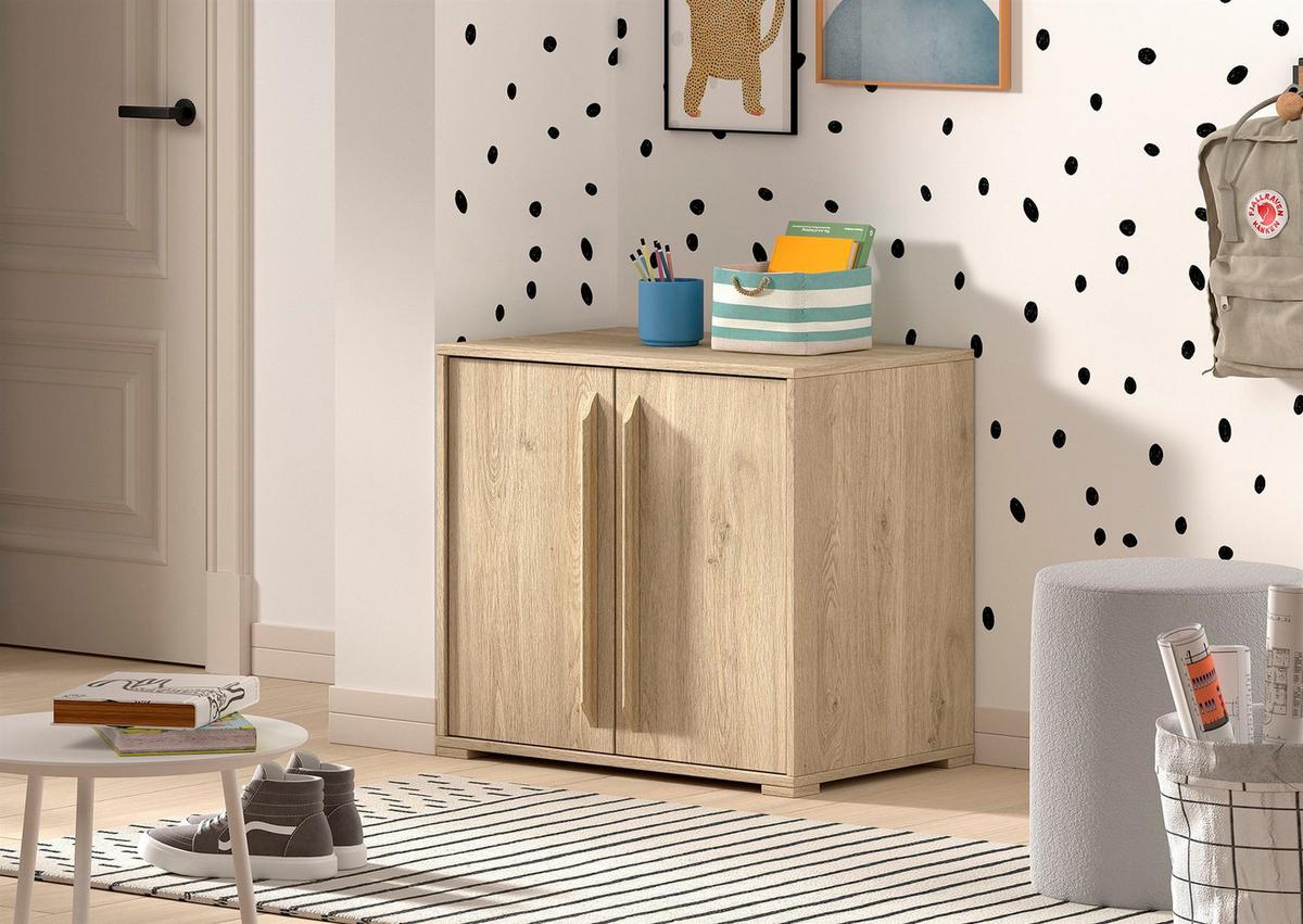 KOMMODE Keelia Eiche Melamin 2 Türen Stauraum - Eichefarben, Kunststoff (68/62/43cm) - 58aufmkessel