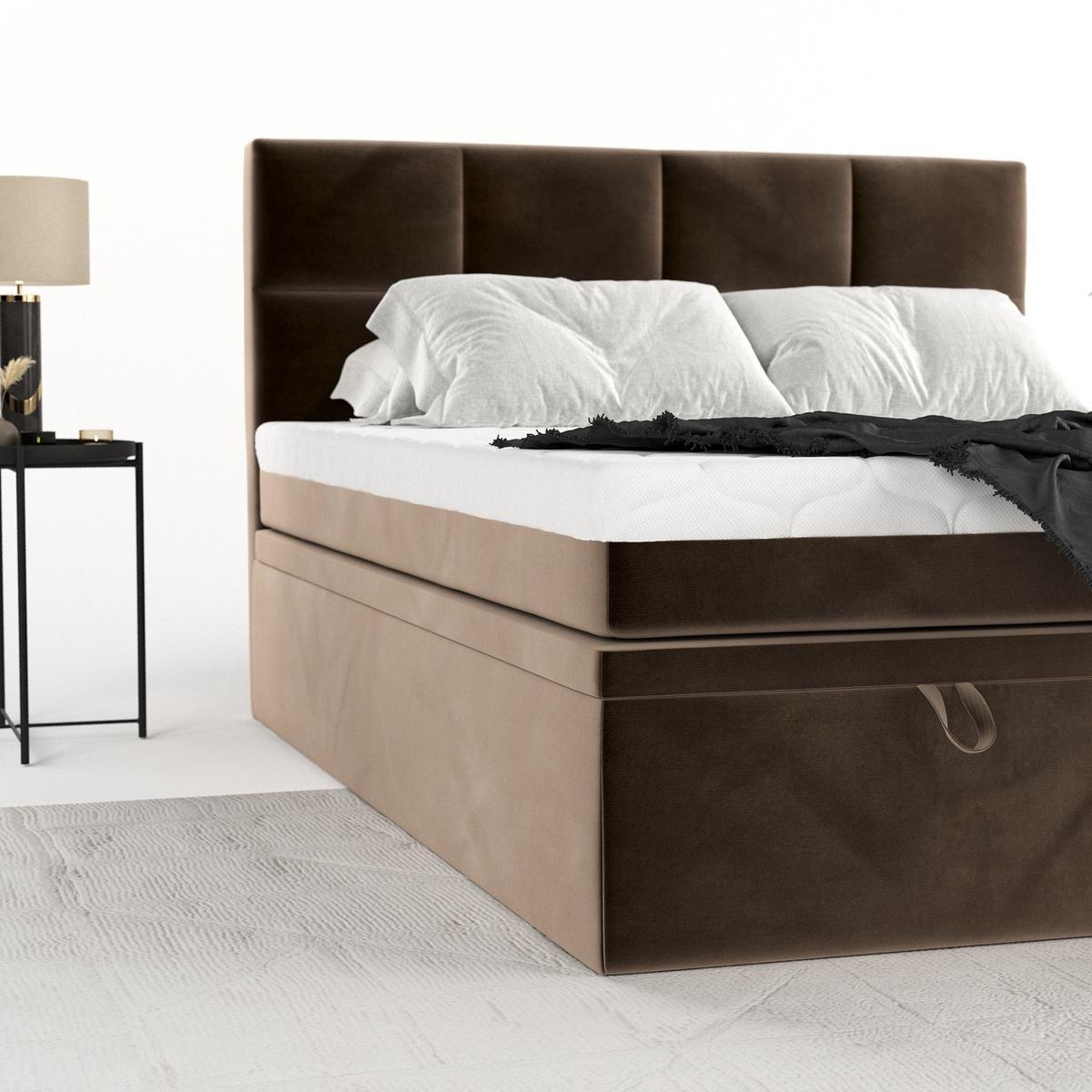 BOXBETT Tessa 140/200 cm Braun im Paros Stoff - Schwarz/Braun, Holz/Holzwerkstoff (140/200cm) - AltaBeds