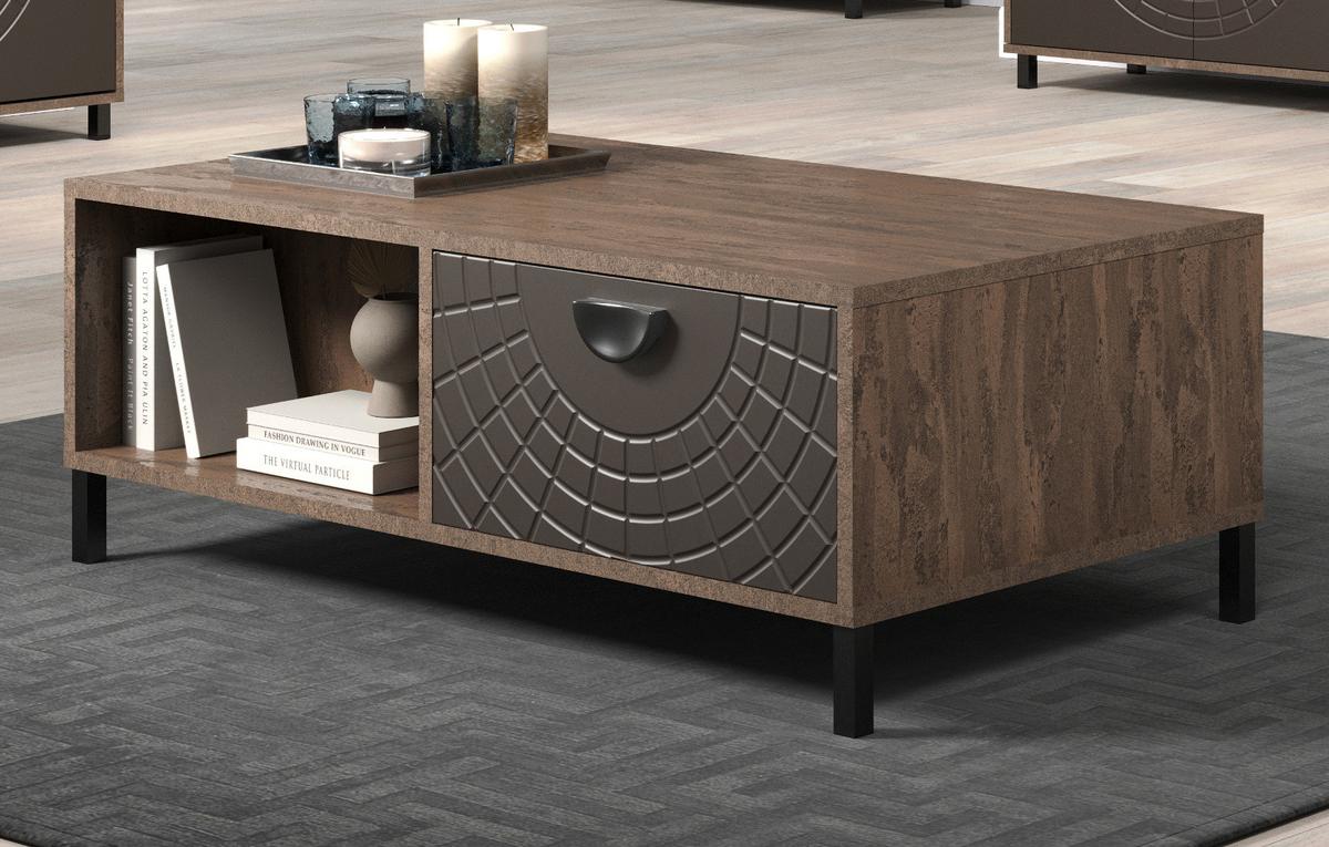 COUCHTISCH Bronze mit Rostoptik 110 cm, Beistelltisch mit Soft-Close - Rostfarben/Schwarz, Holzwerkstoff/Metall (60/110/37cm) - Top.Furn