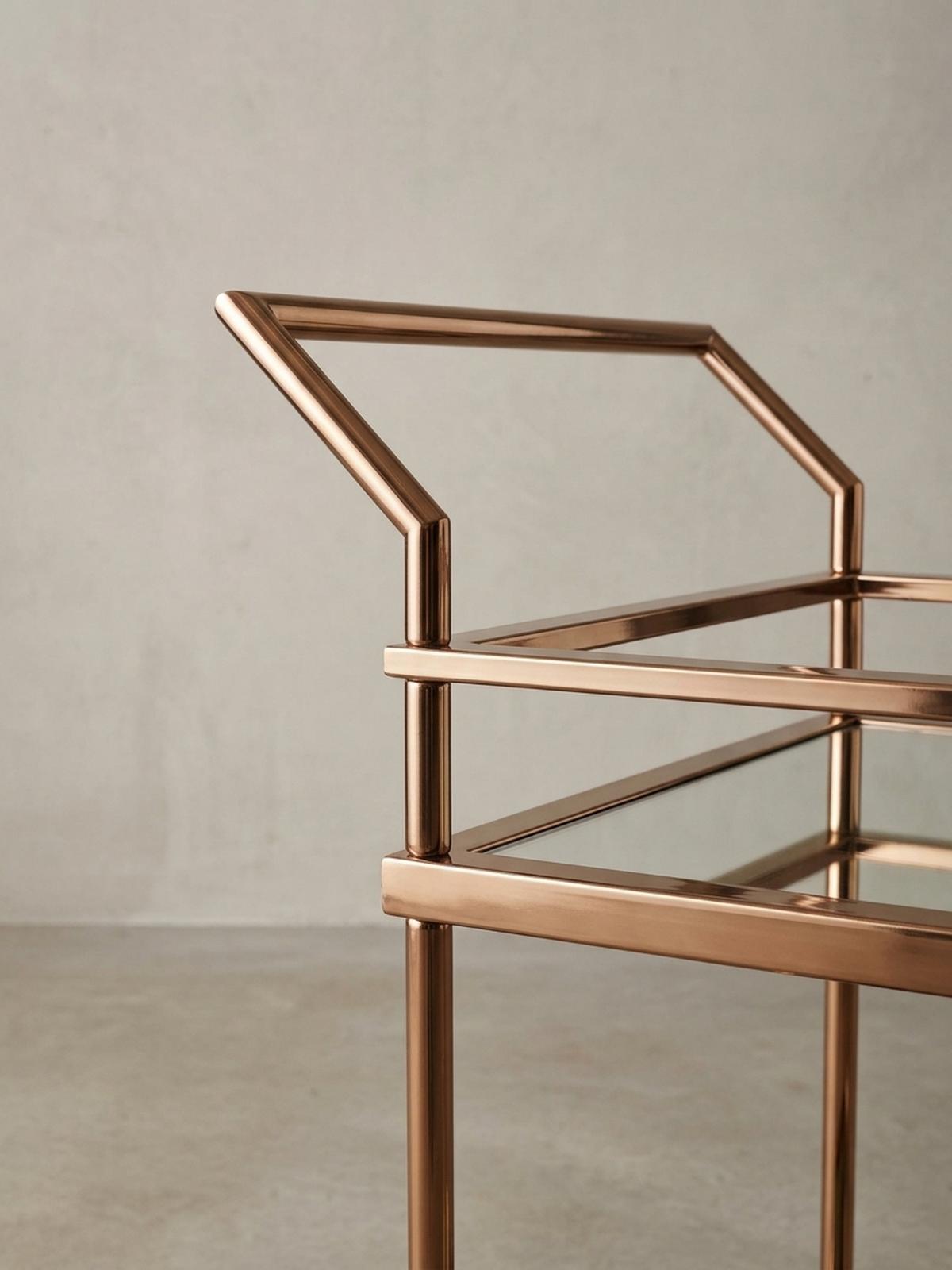 SERVIERWAGEN – Gold, Verspiegeltes Glas, auf Rollen - Goldfarben, Glas/Metall (65/84/45cm) - KADIMA DESIGN